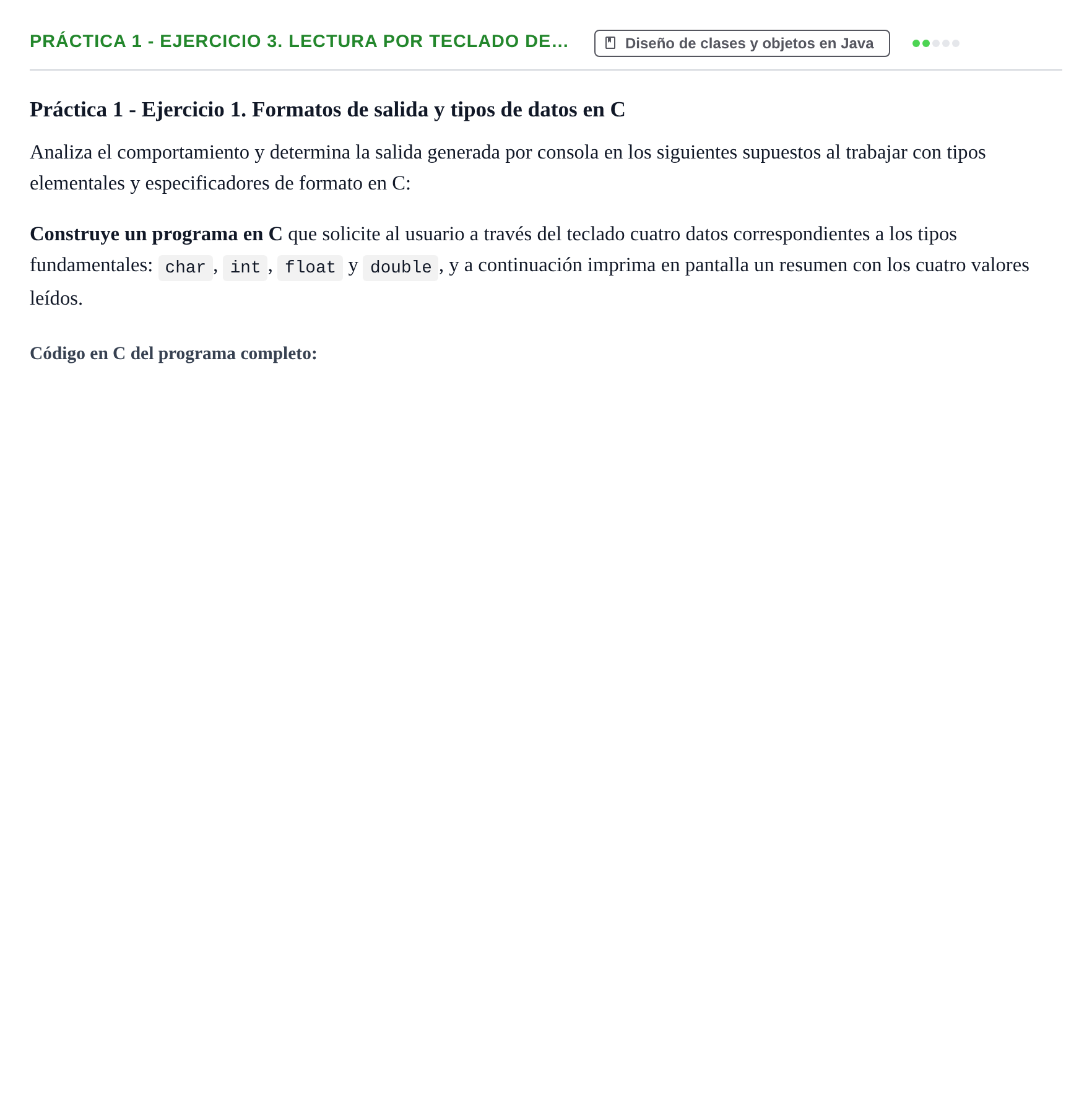 Enunciado: Práctica 1 - Ejercicio 3. Lectura por teclado de…