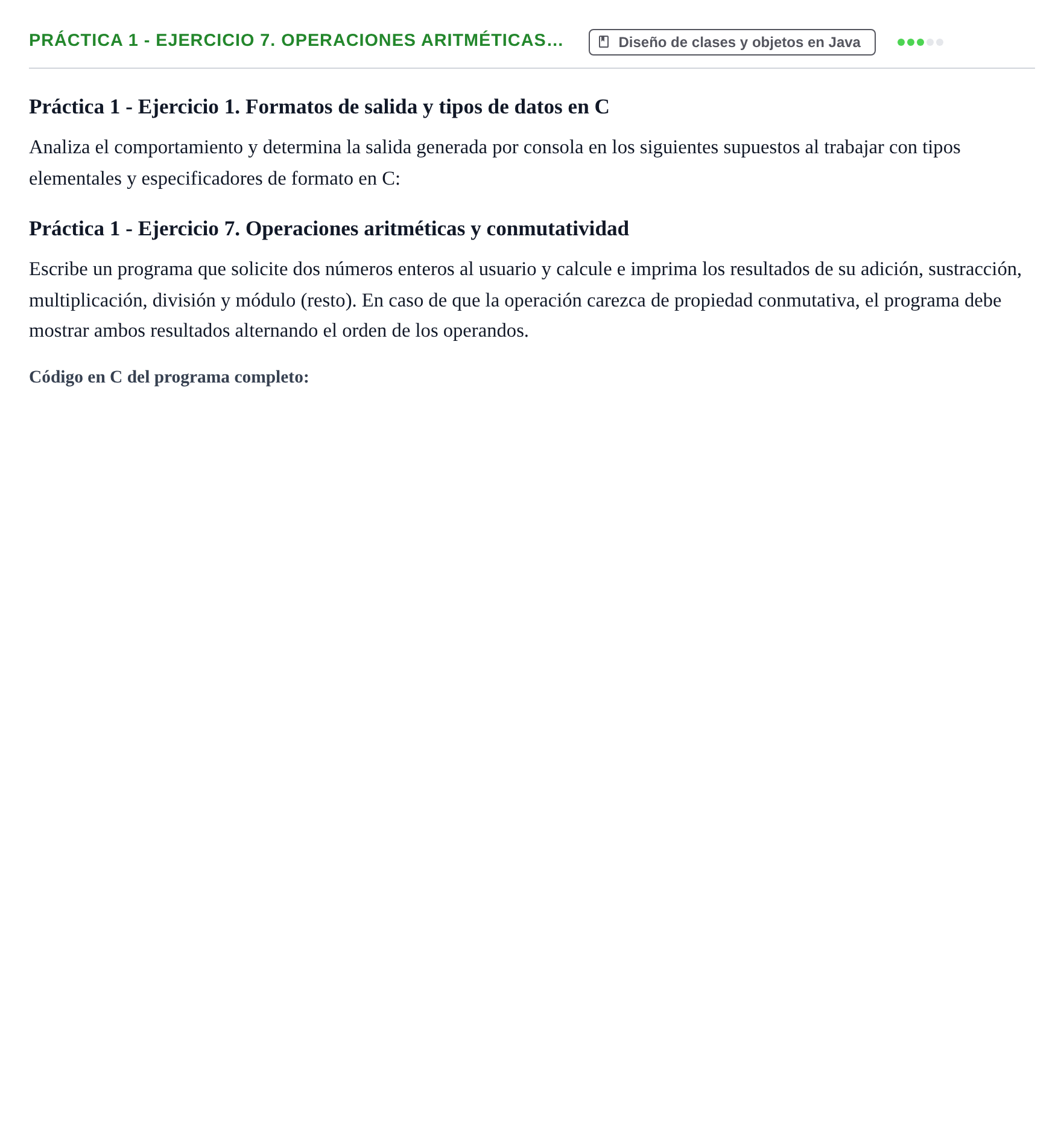 Enunciado: Práctica 1 - Ejercicio 7. Operaciones aritméticas…