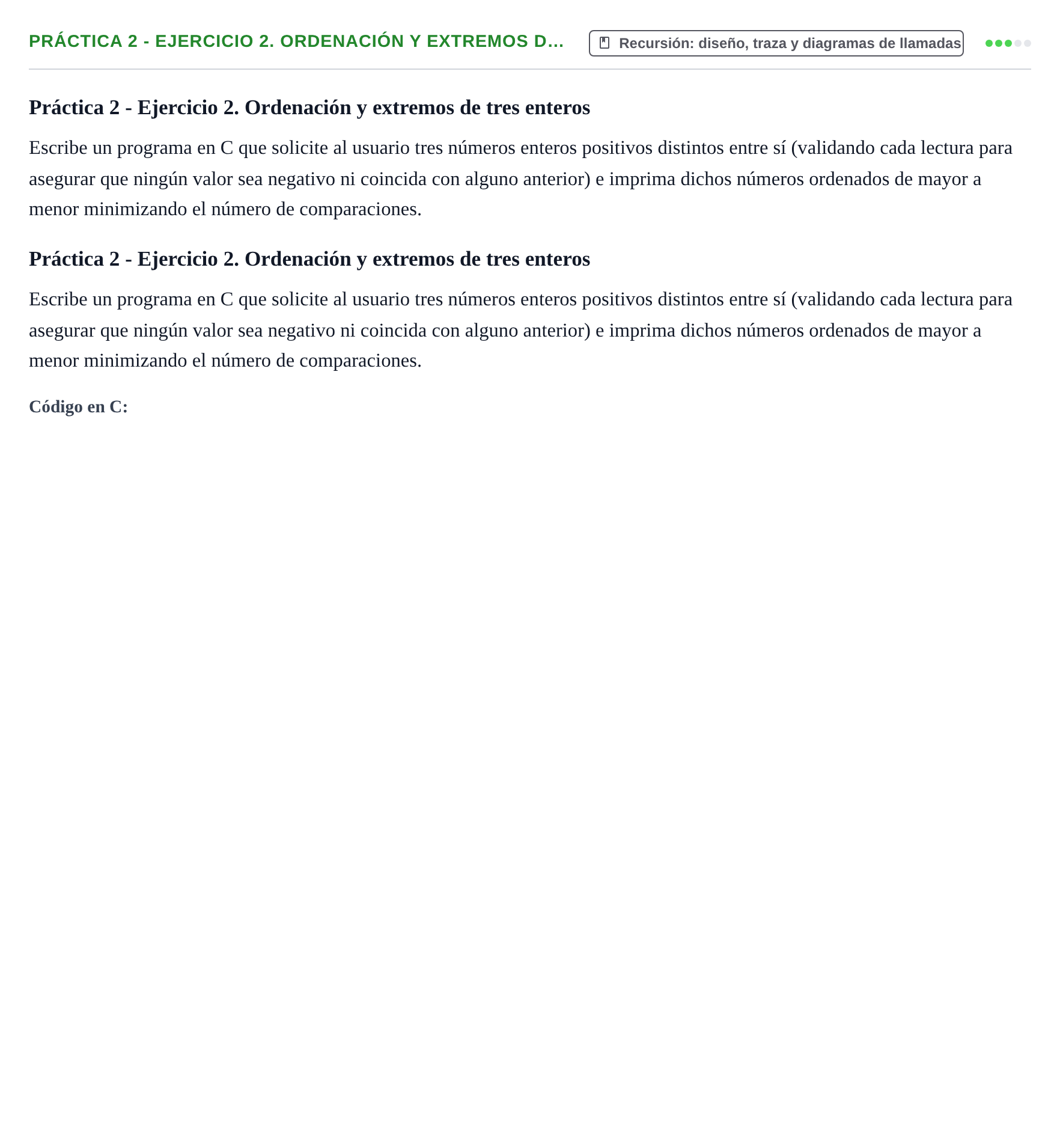 Enunciado: Práctica 2 - Ejercicio 2. Ordenación y extremos d…