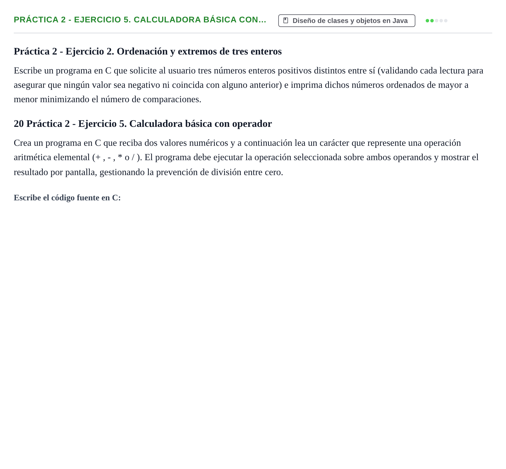 Enunciado: Práctica 2 - Ejercicio 5. Calculadora básica con…