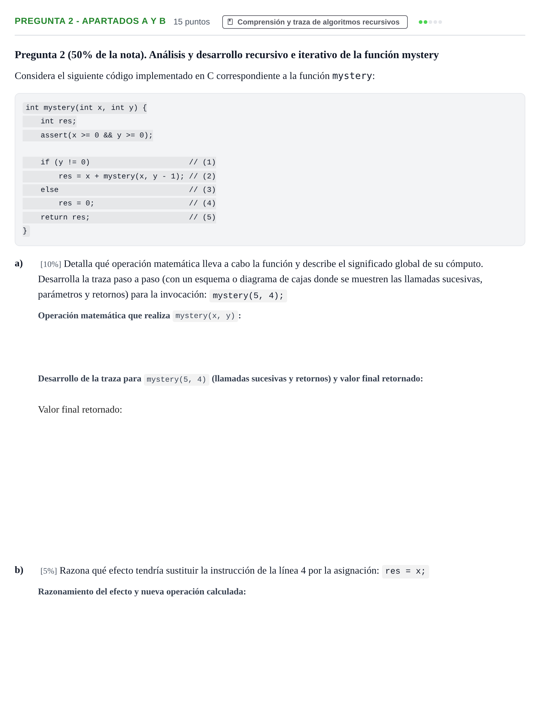 Enunciado: Pregunta 2 - Apartados a y b · Prácticas de programación UOC 2023