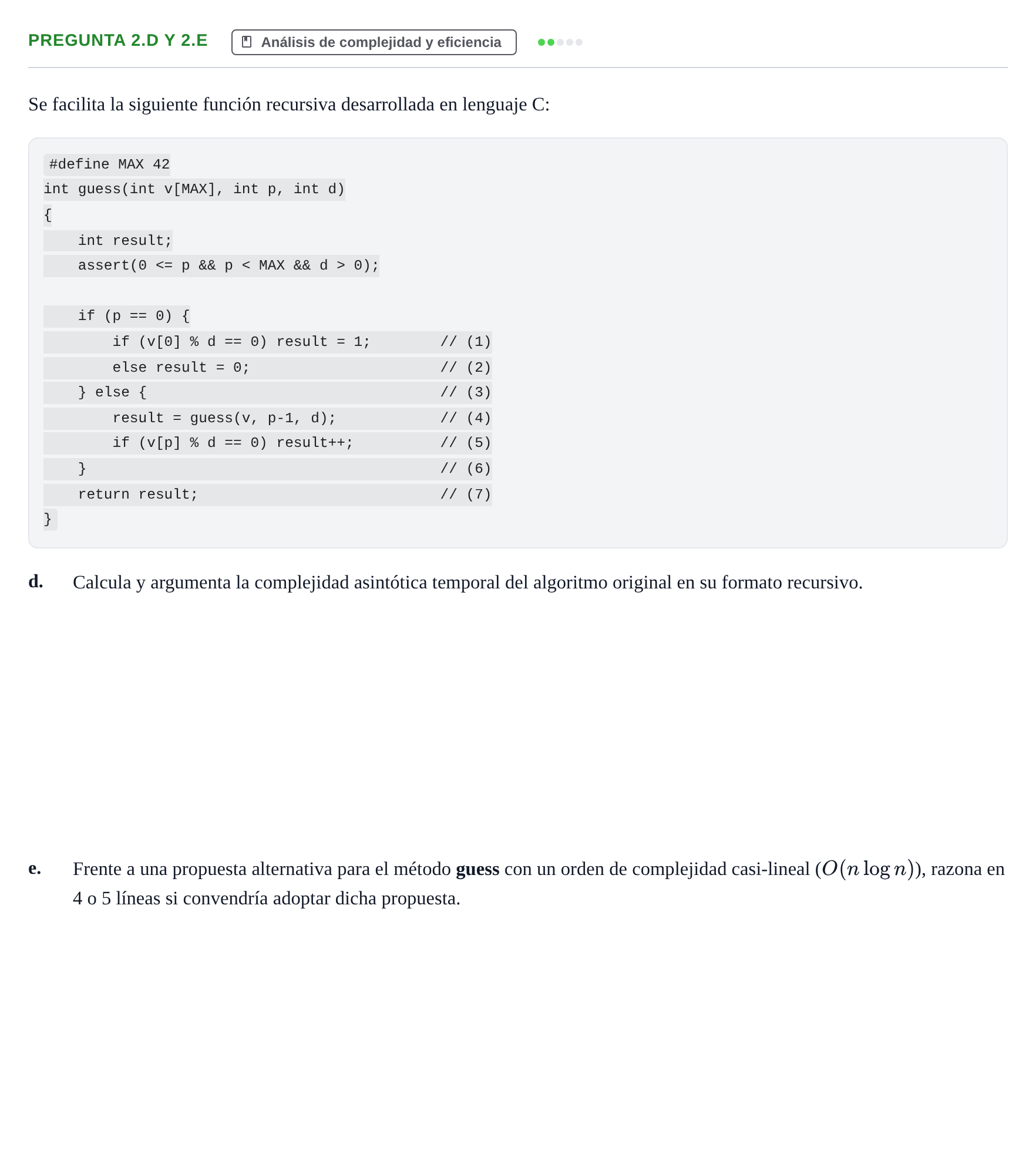 Enunciado: Pregunta 2.d y 2.e · Prácticas de programación UOC 2021
