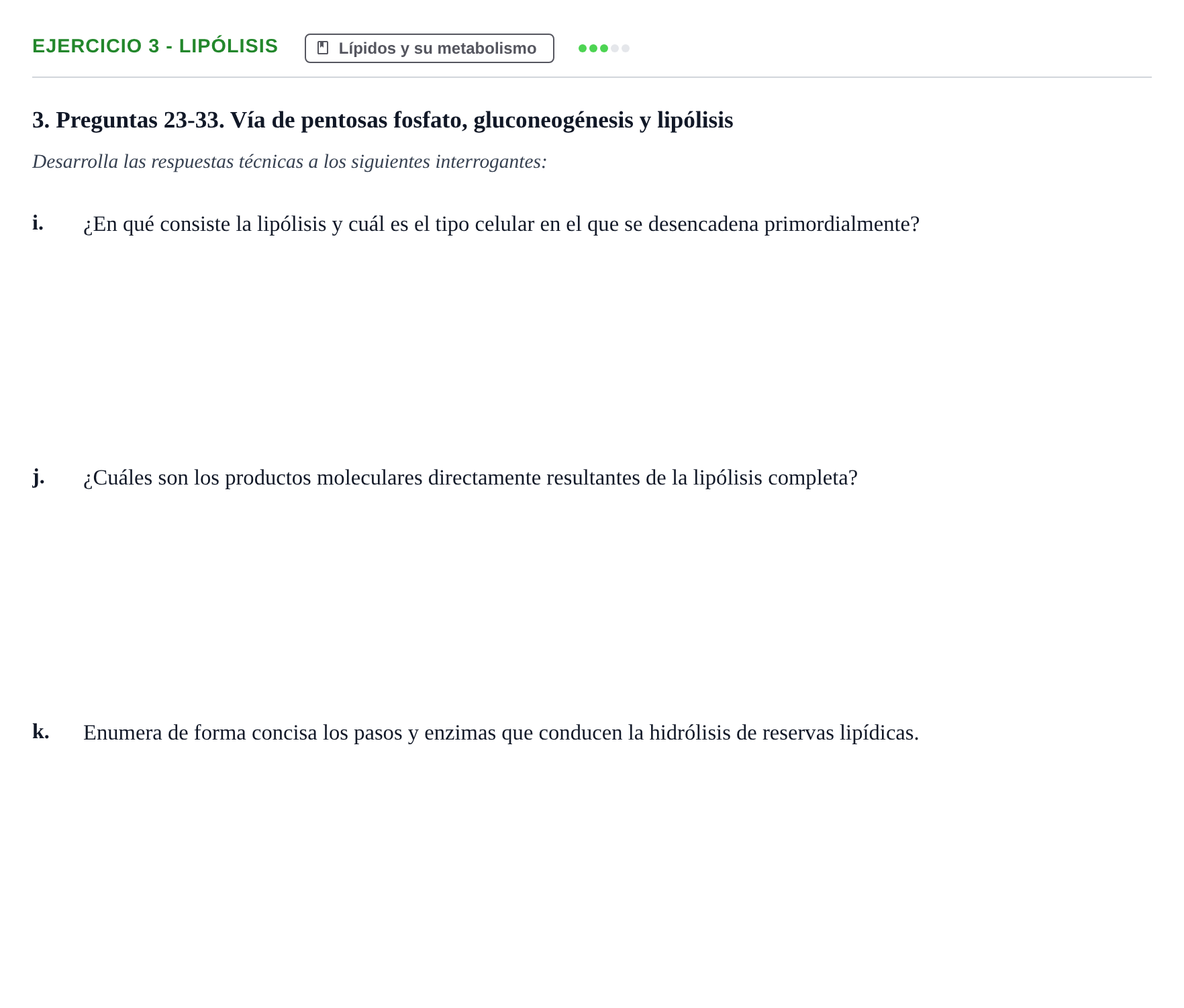 Enunciado: 3 - Lipólisis