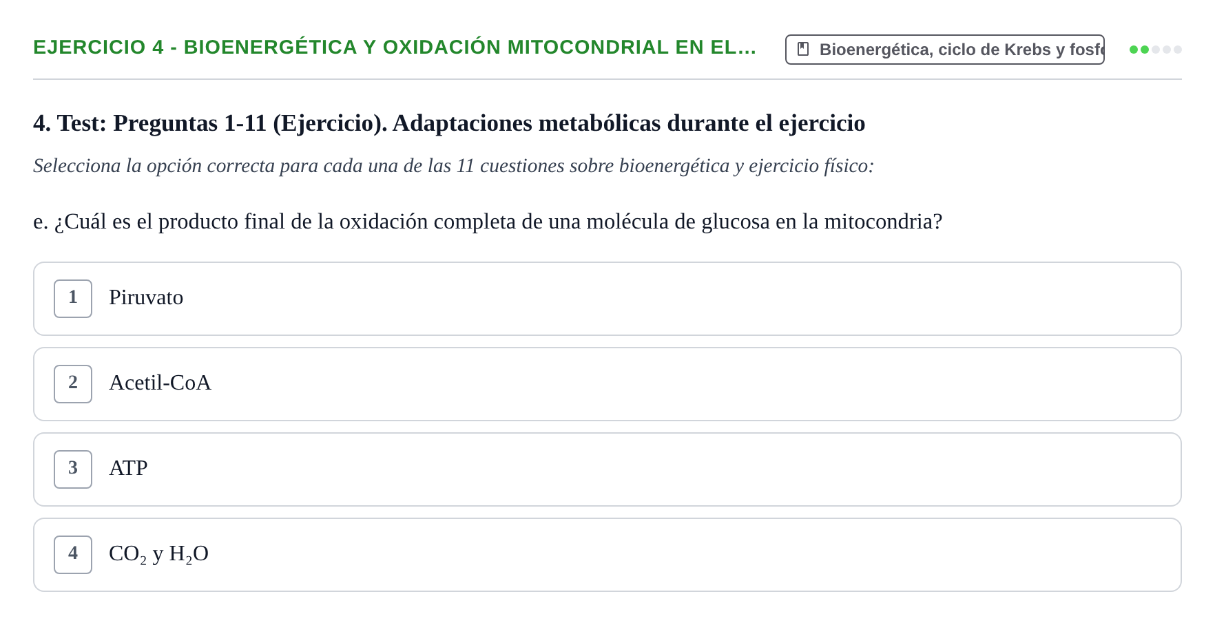 Enunciado: 4 - Bioenergética y oxidación mitocondrial en el…