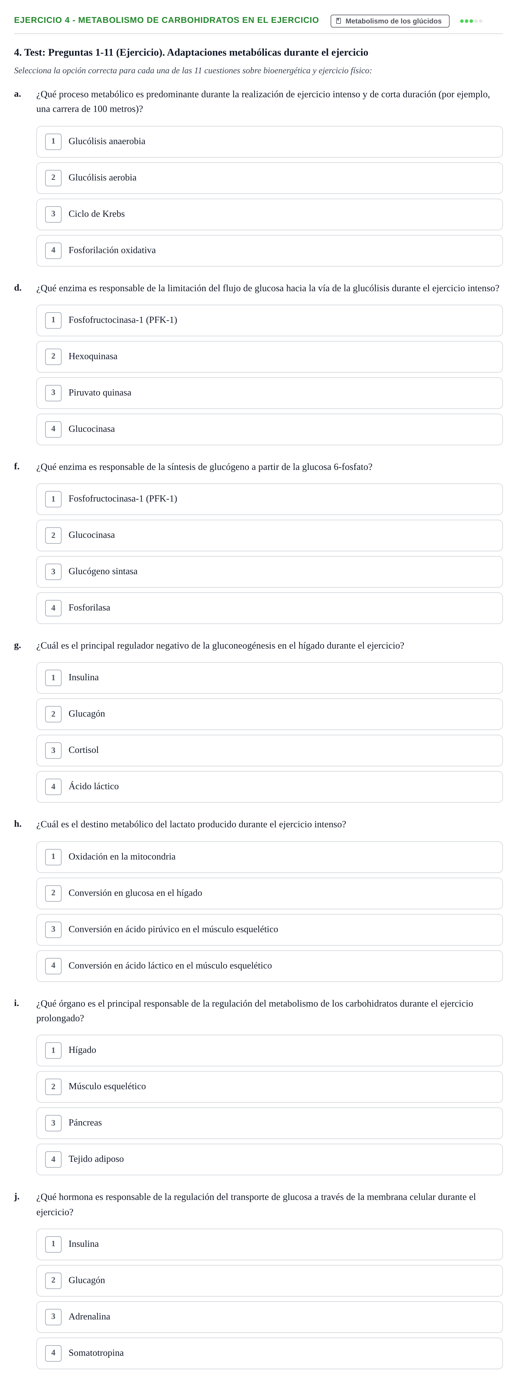 Enunciado: 4 - Metabolismo de carbohidratos en el ejercicio