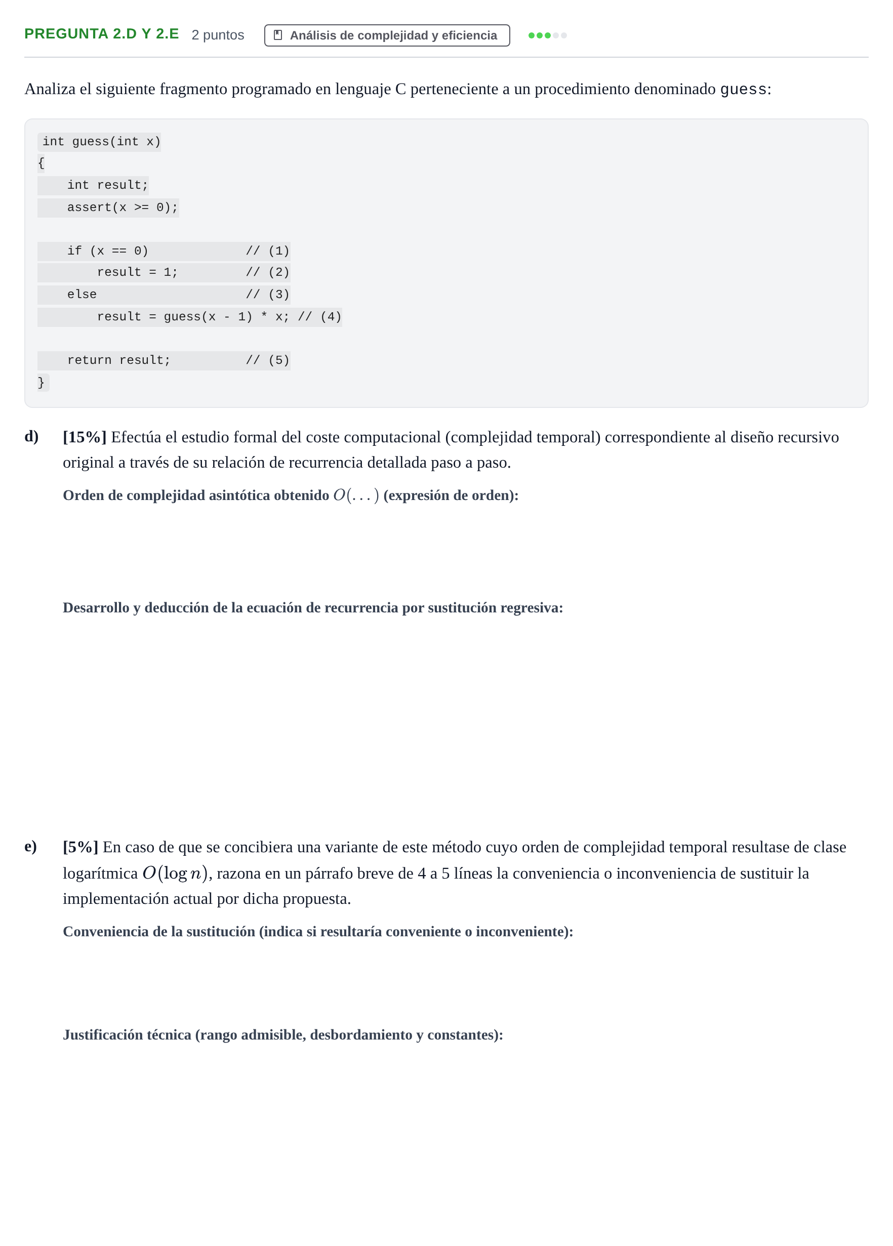 Enunciado: Pregunta 2.d y 2.e · Prácticas de programación UOC 2021