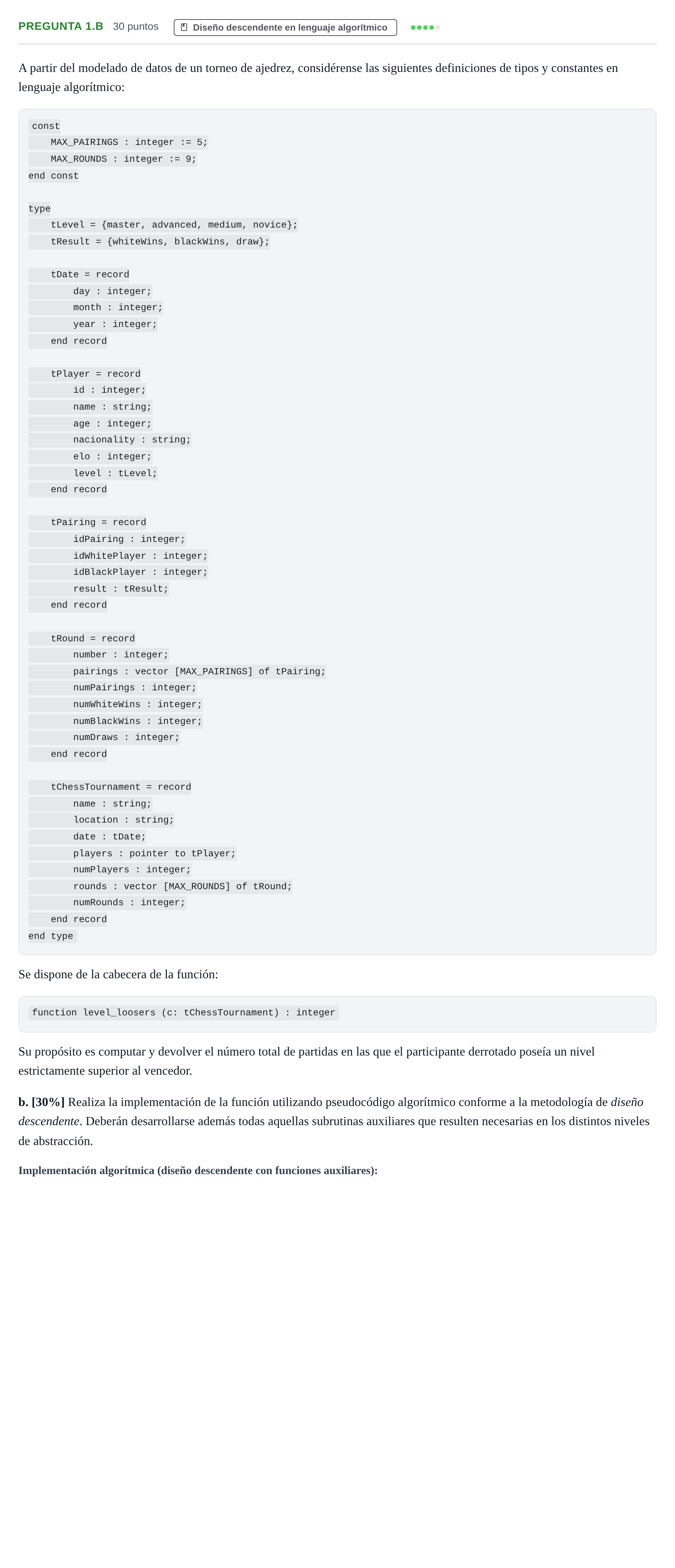 Enunciado: Pregunta 1.b - Diseño descendente · Prácticas de programación UOC Juny 2020