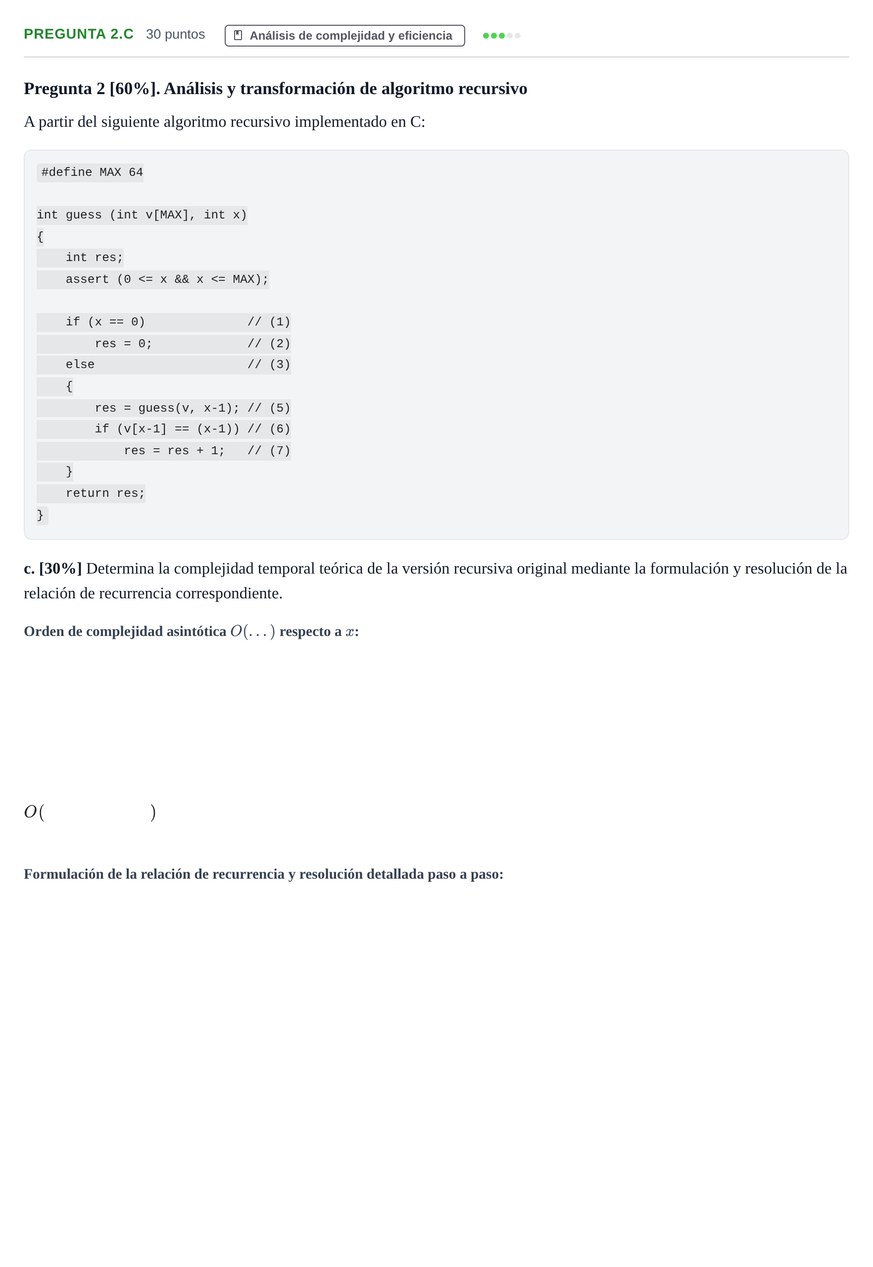 Enunciado: Pregunta 2.c - Análisis de complejidad · Prácticas de programación UOC Juny 2020