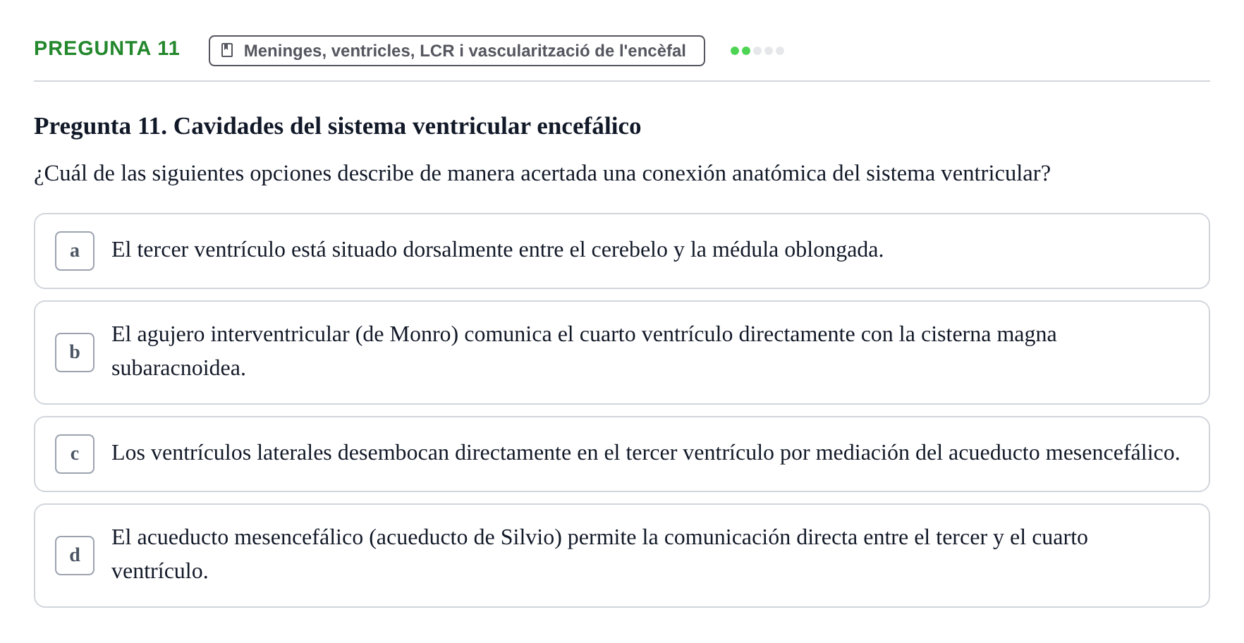 Enunciado: Pregunta 11 · Anatomía II UAB 2024