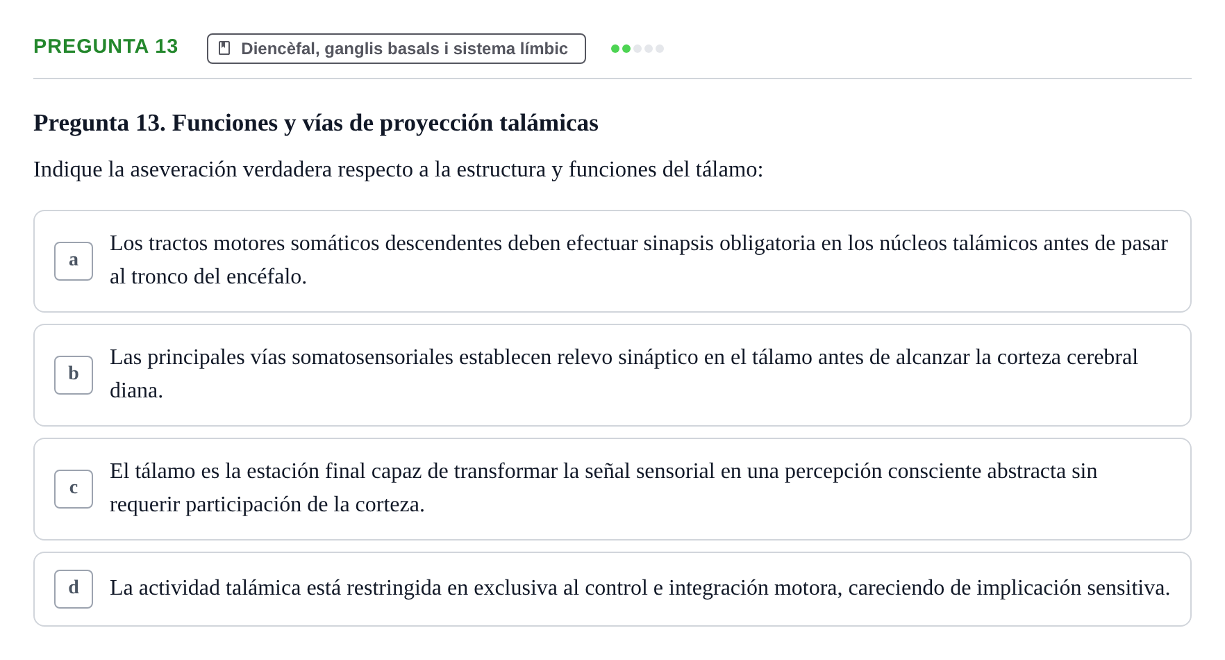 Enunciado: Pregunta 13 · Anatomía II UAB 2024