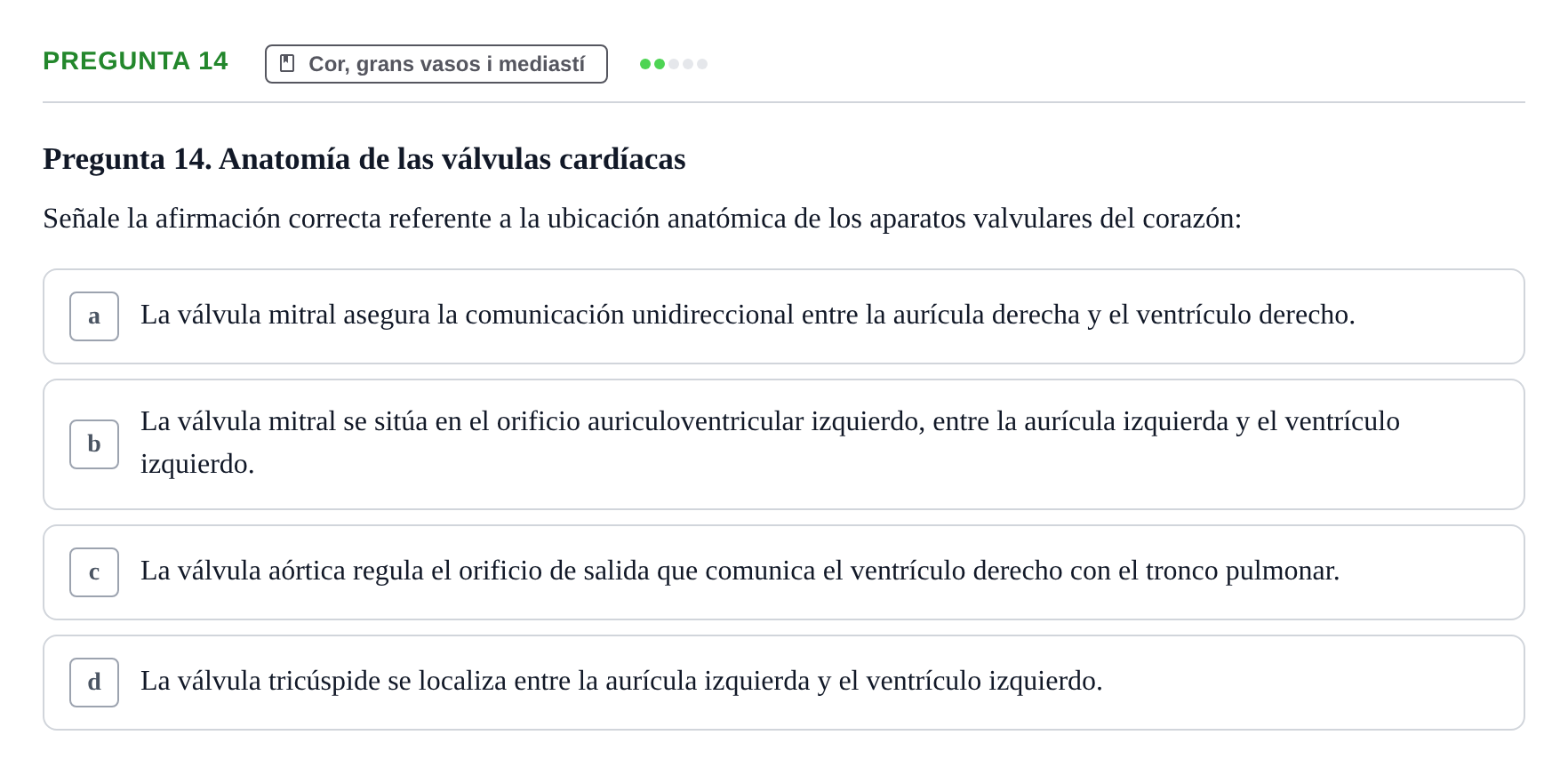 Enunciado: Pregunta 14 · Anatomía II UAB 2024