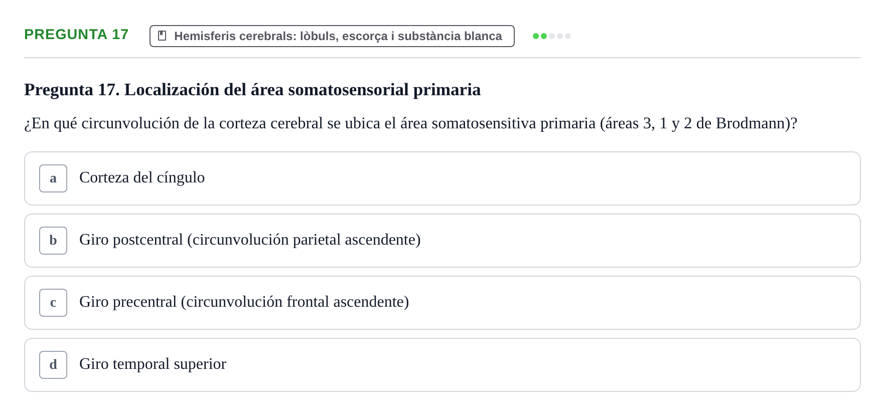 Enunciado: Pregunta 17 · Anatomía II UAB 2024