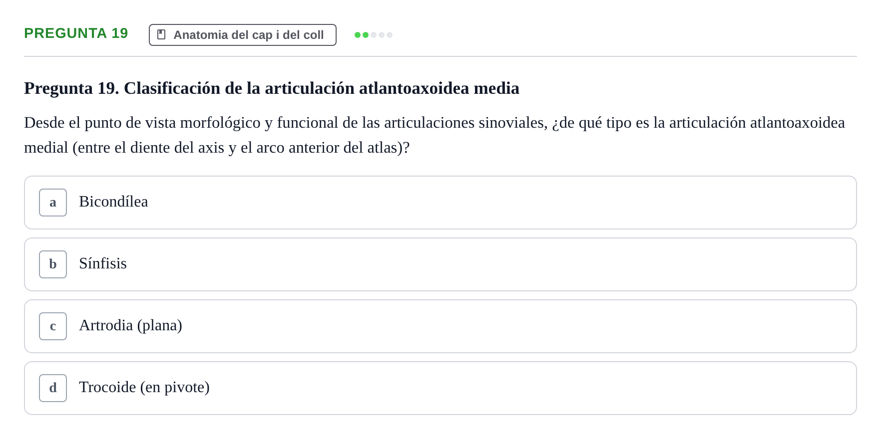 Enunciado: Pregunta 19 · Anatomía II UAB 2024