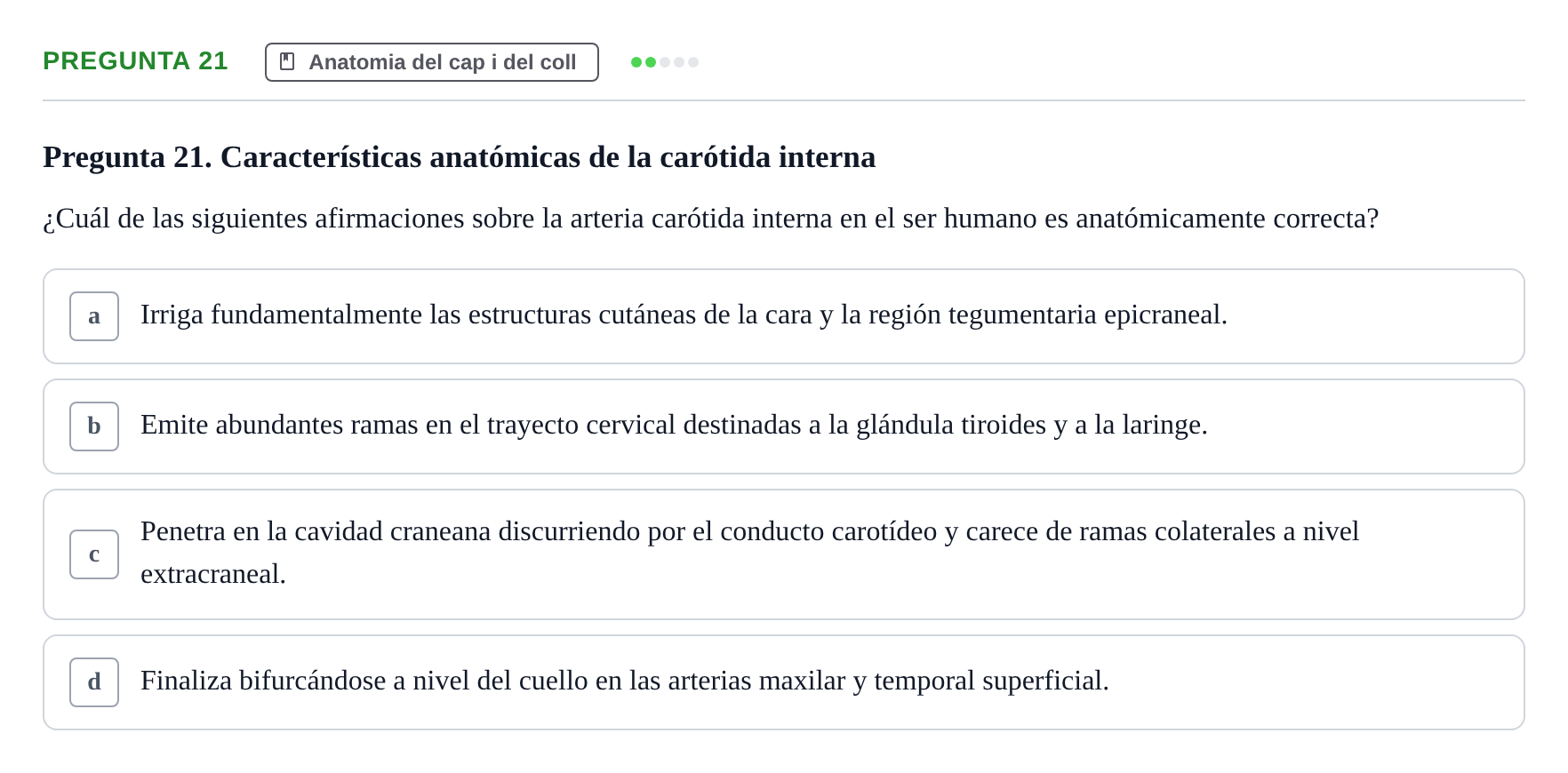 Enunciado: Pregunta 21 · Anatomía II UAB 2024