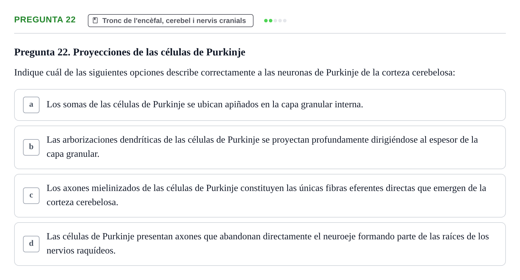Enunciado: Pregunta 22 · Anatomía II UAB 2024