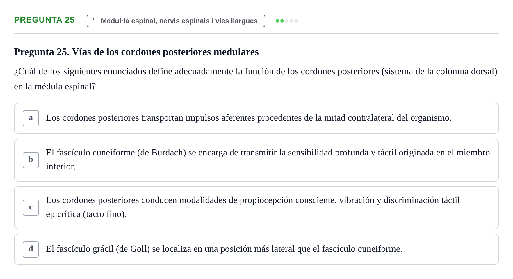 Enunciado: Pregunta 25 · Anatomía II UAB 2024