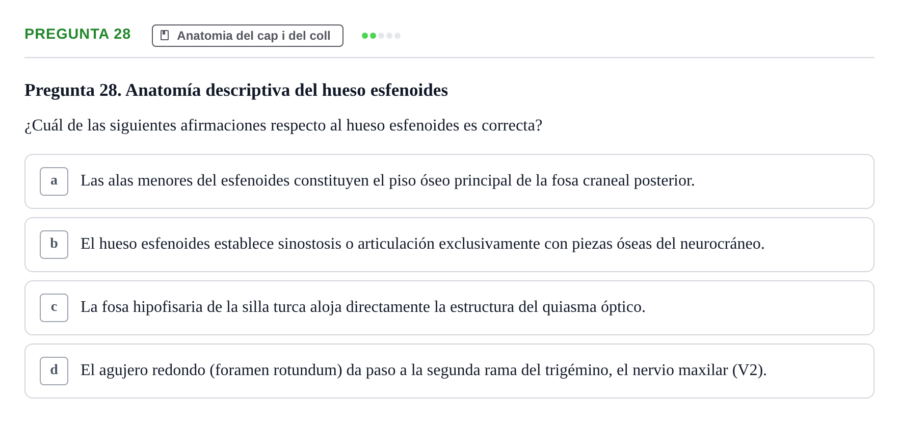 Enunciado: Pregunta 28 · Anatomía II UAB 2024