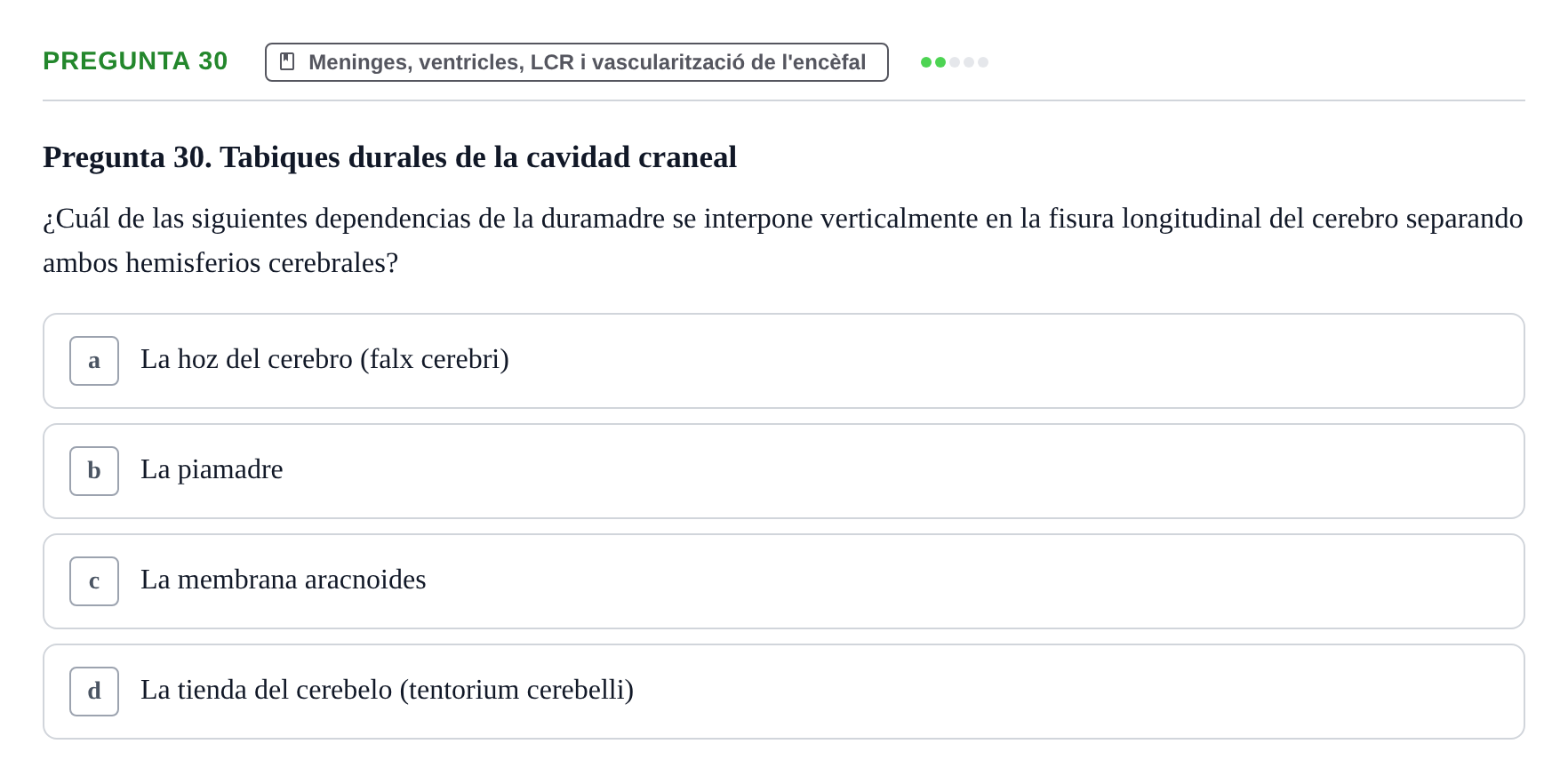 Enunciado: Pregunta 30 · Anatomía II UAB 2024