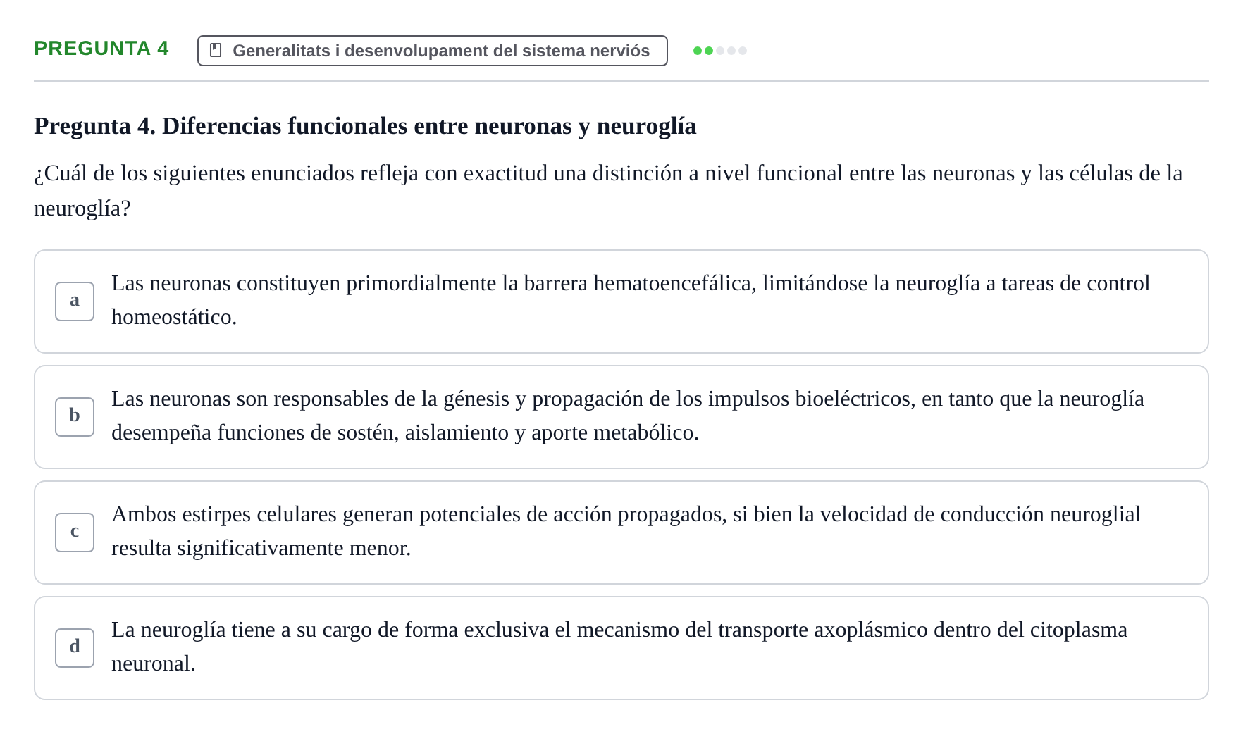 Enunciado: Pregunta 4 · Anatomía II UAB 2024
