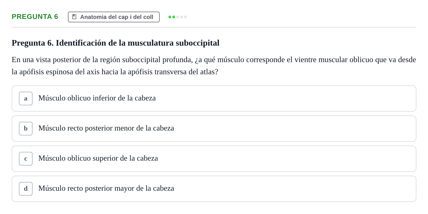 Enunciado: Pregunta 6 · Anatomía II UAB 2024