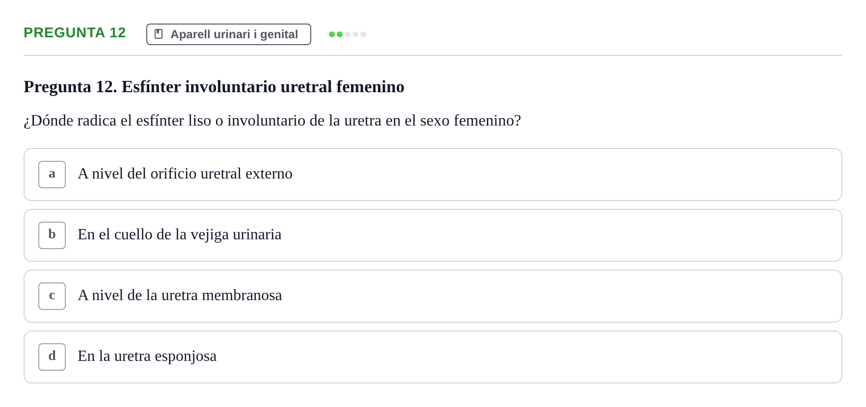 Enunciado: Pregunta 12 · Anatomía II UAB 2017
