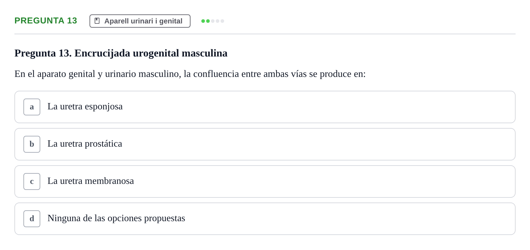 Enunciado: Pregunta 13 · Anatomía II UAB 2017