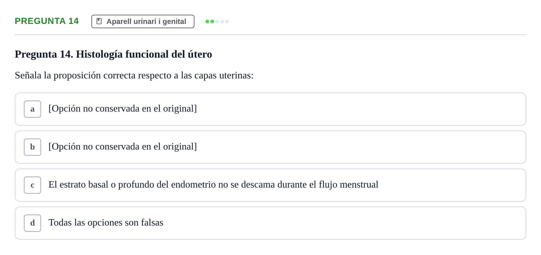 Enunciado: Pregunta 14 · Anatomía II UAB 2017