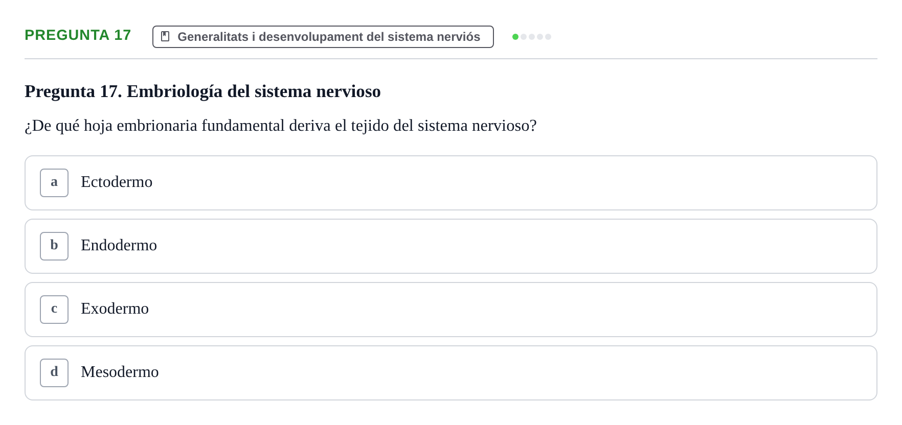 Enunciado: Pregunta 17 · Anatomía II UAB 2017