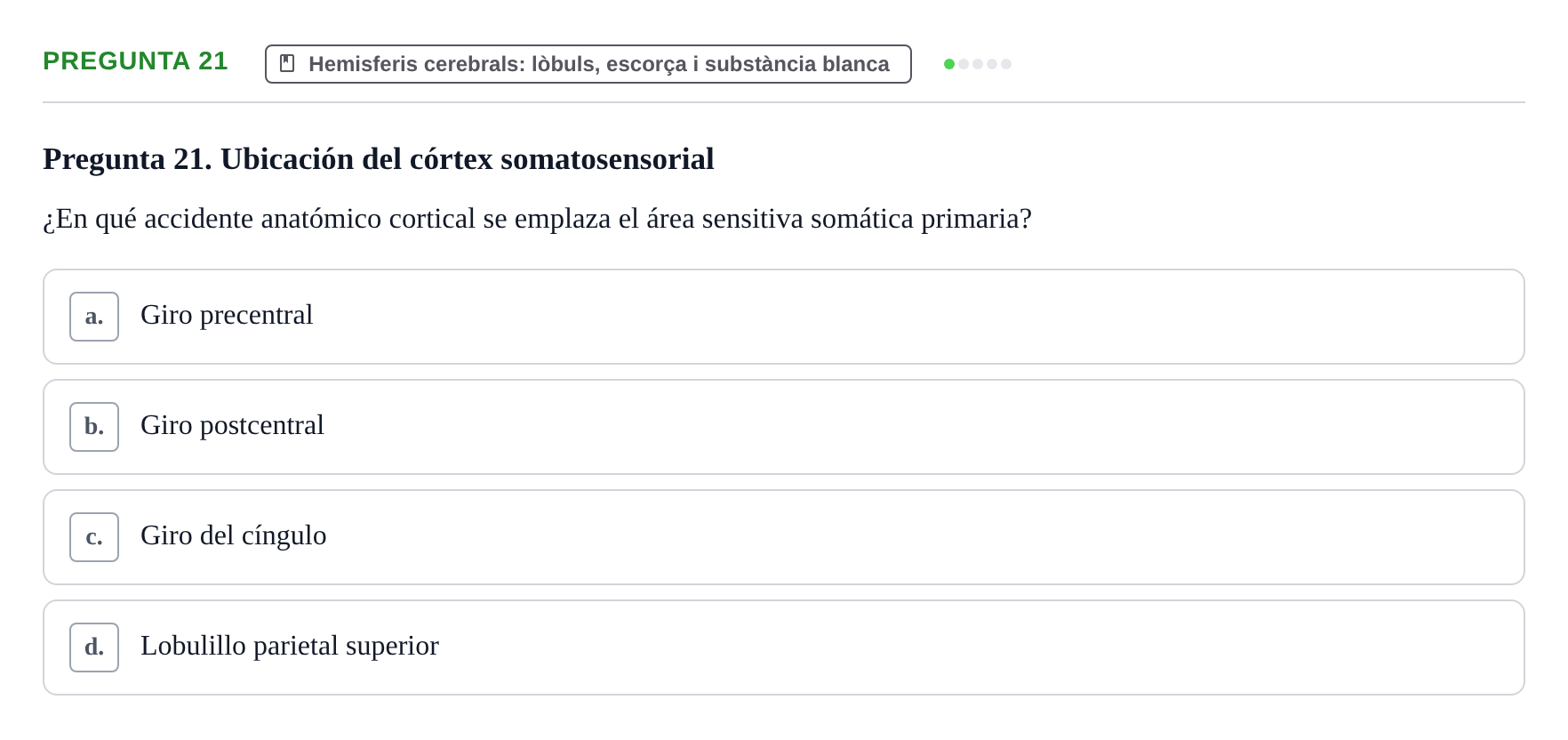 Enunciado: Pregunta 21 · Anatomía II UAB 2017