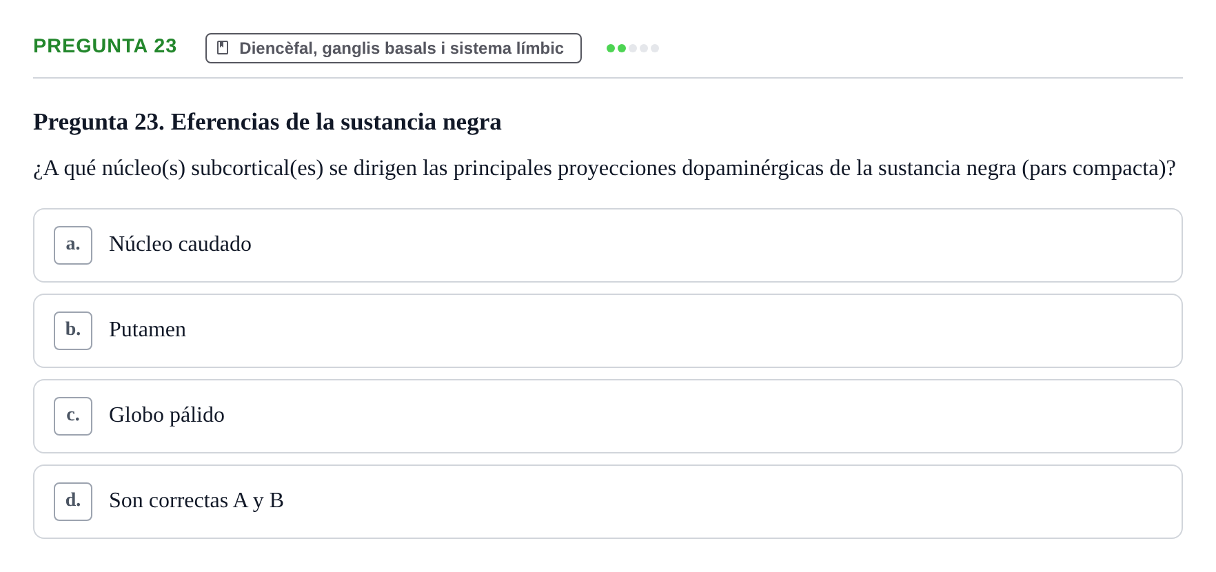 Enunciado: Pregunta 23 · Anatomía II UAB 2017