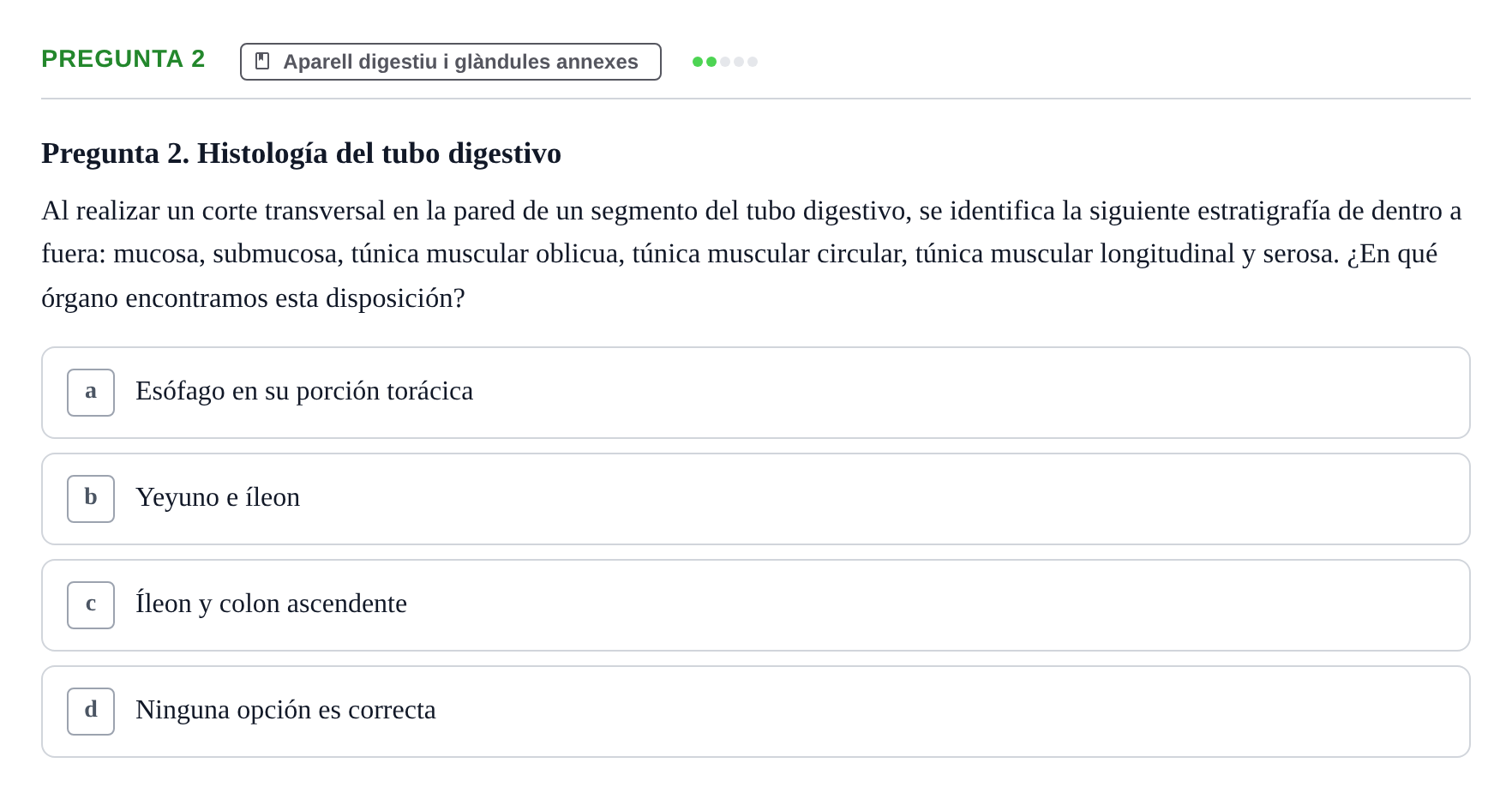Enunciado: Pregunta 2 · Anatomía II UAB 2017