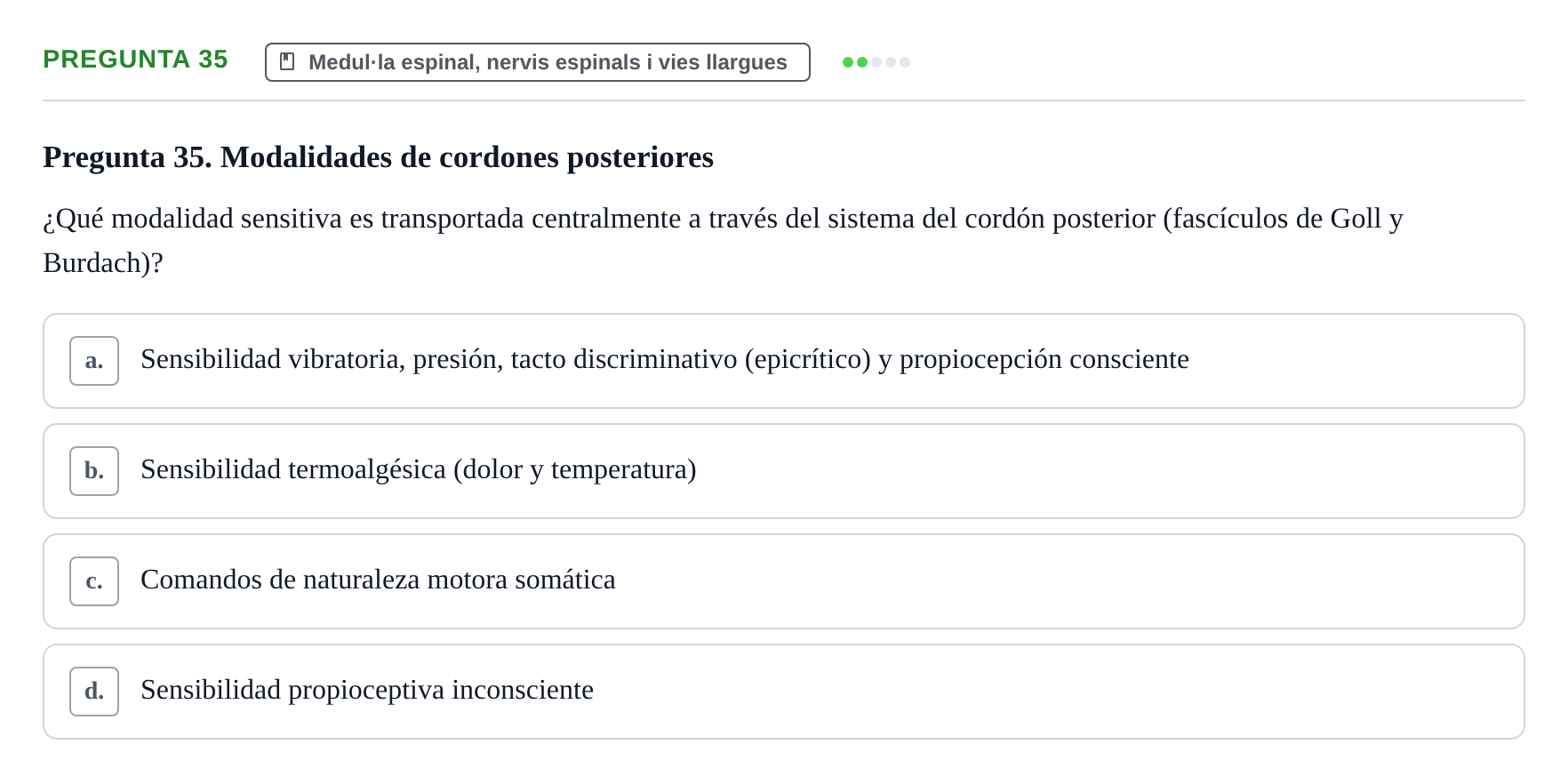 Enunciado: Pregunta 35 · Anatomía II UAB 2017