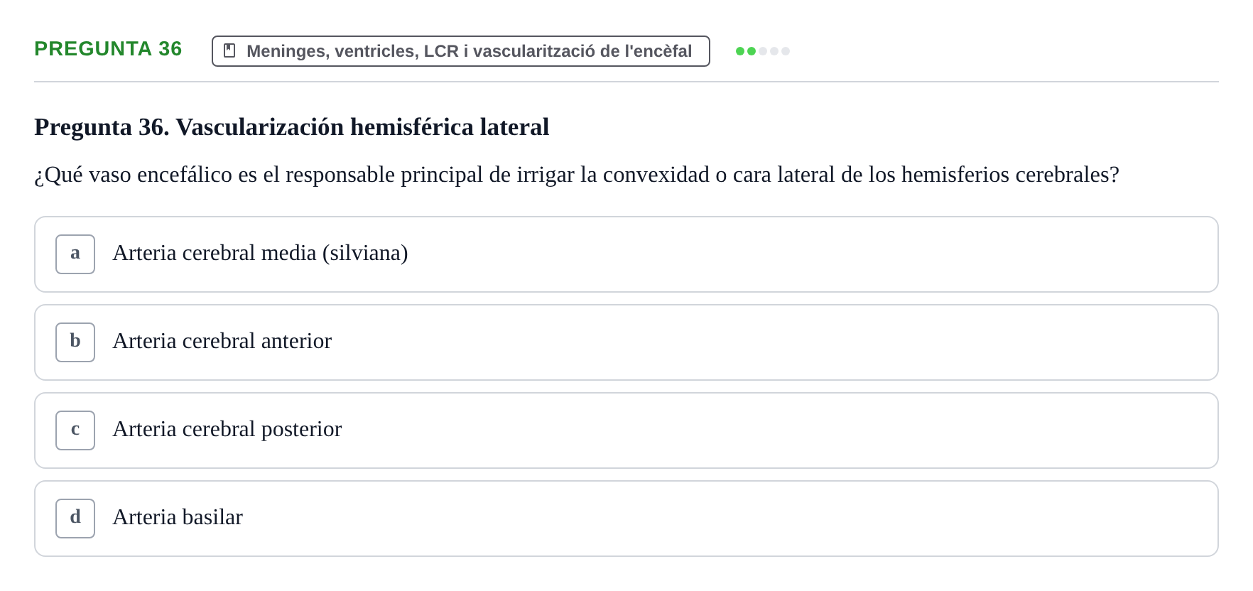 Enunciado: Pregunta 36 · Anatomía II UAB 2017
