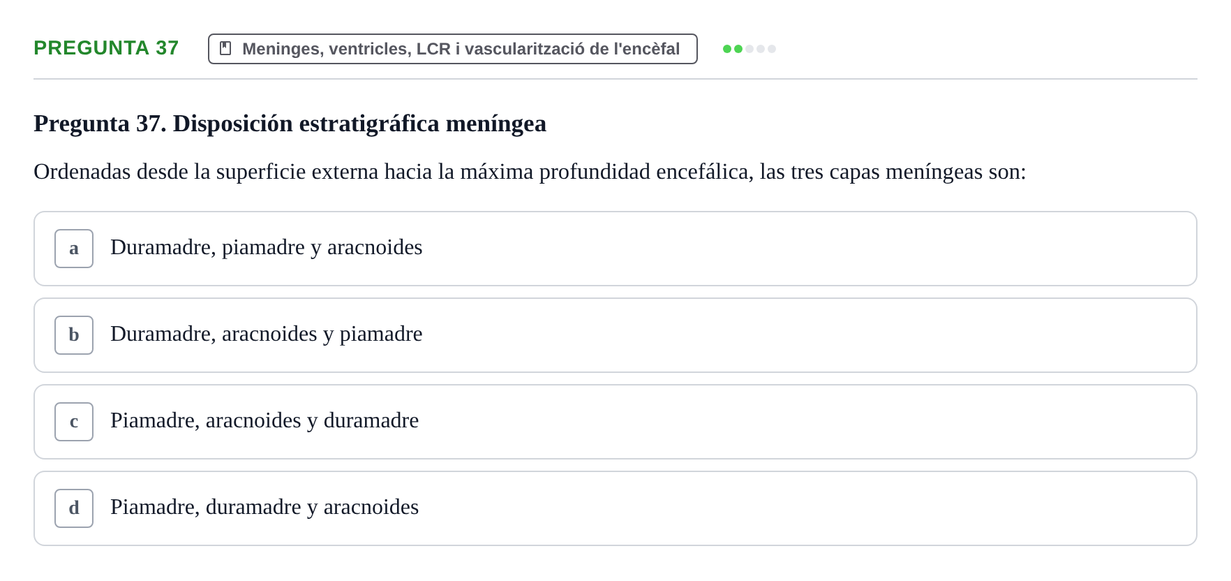 Enunciado: Pregunta 37 · Anatomía II UAB 2017