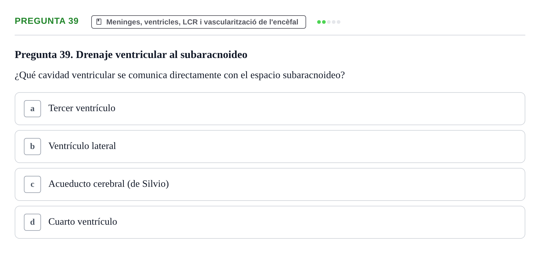 Enunciado: Pregunta 39 · Anatomía II UAB 2017