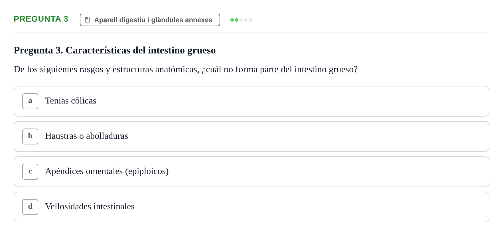 Enunciado: Pregunta 3 · Anatomía II UAB 2017