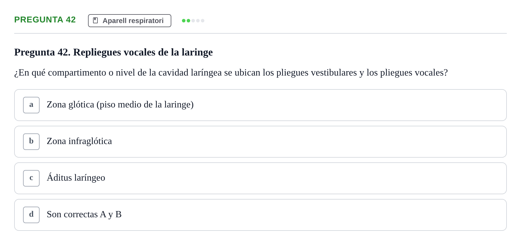 Enunciado: Pregunta 42 · Anatomía II UAB 2017