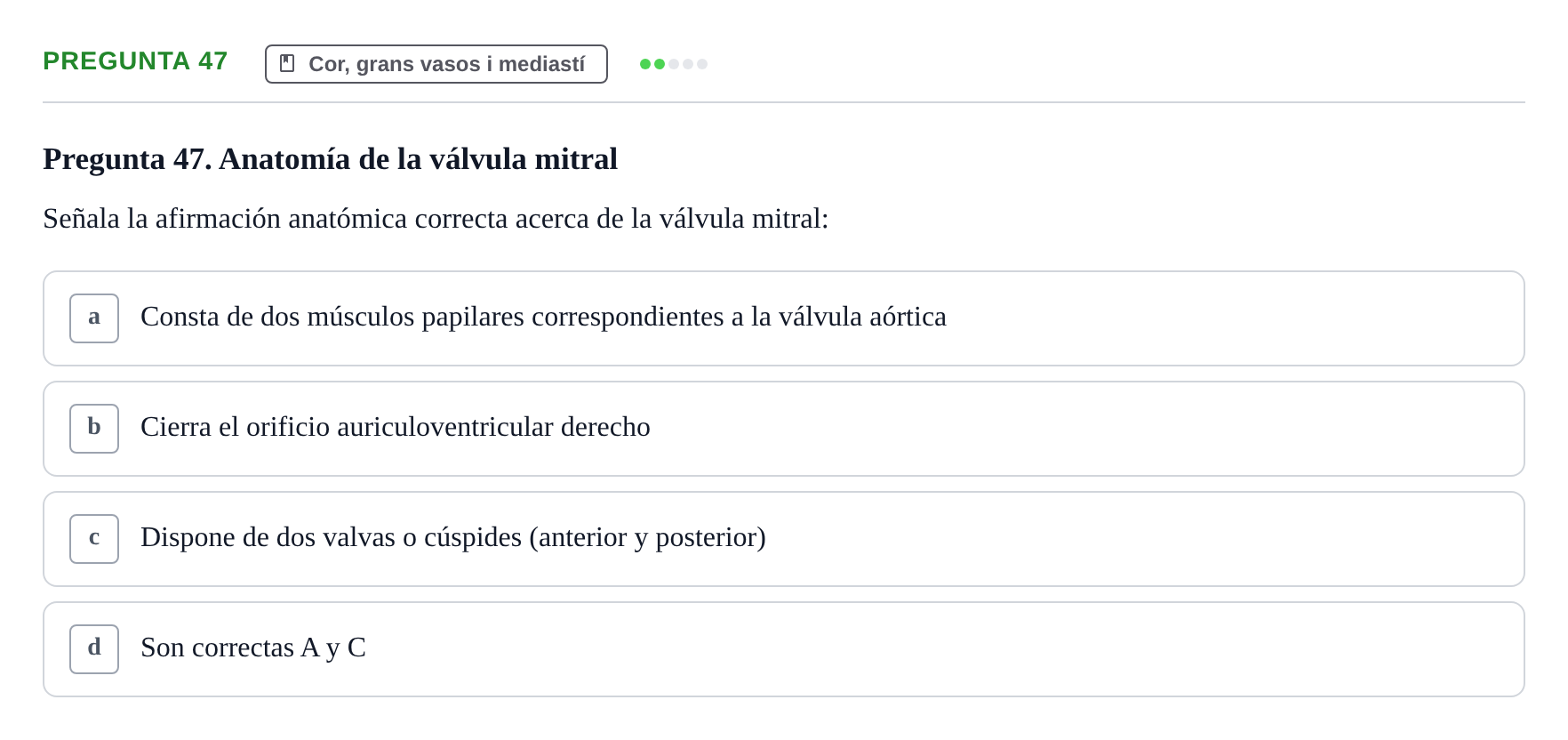 Enunciado: Pregunta 47 · Anatomía II UAB 2017