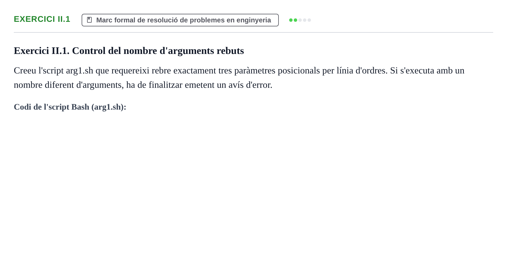 Enunciado: Exercici II.1