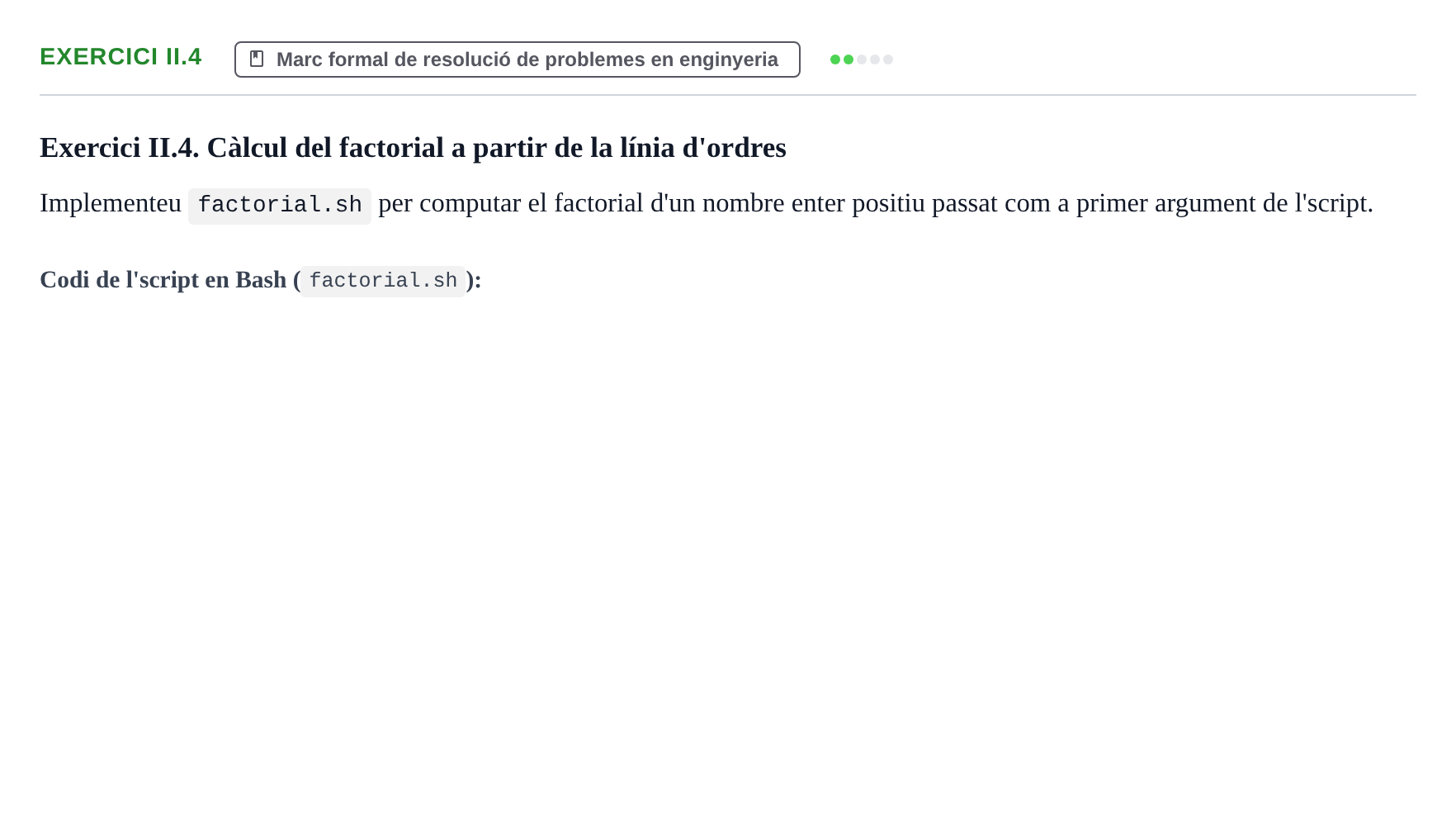 Enunciado: Exercici II.4