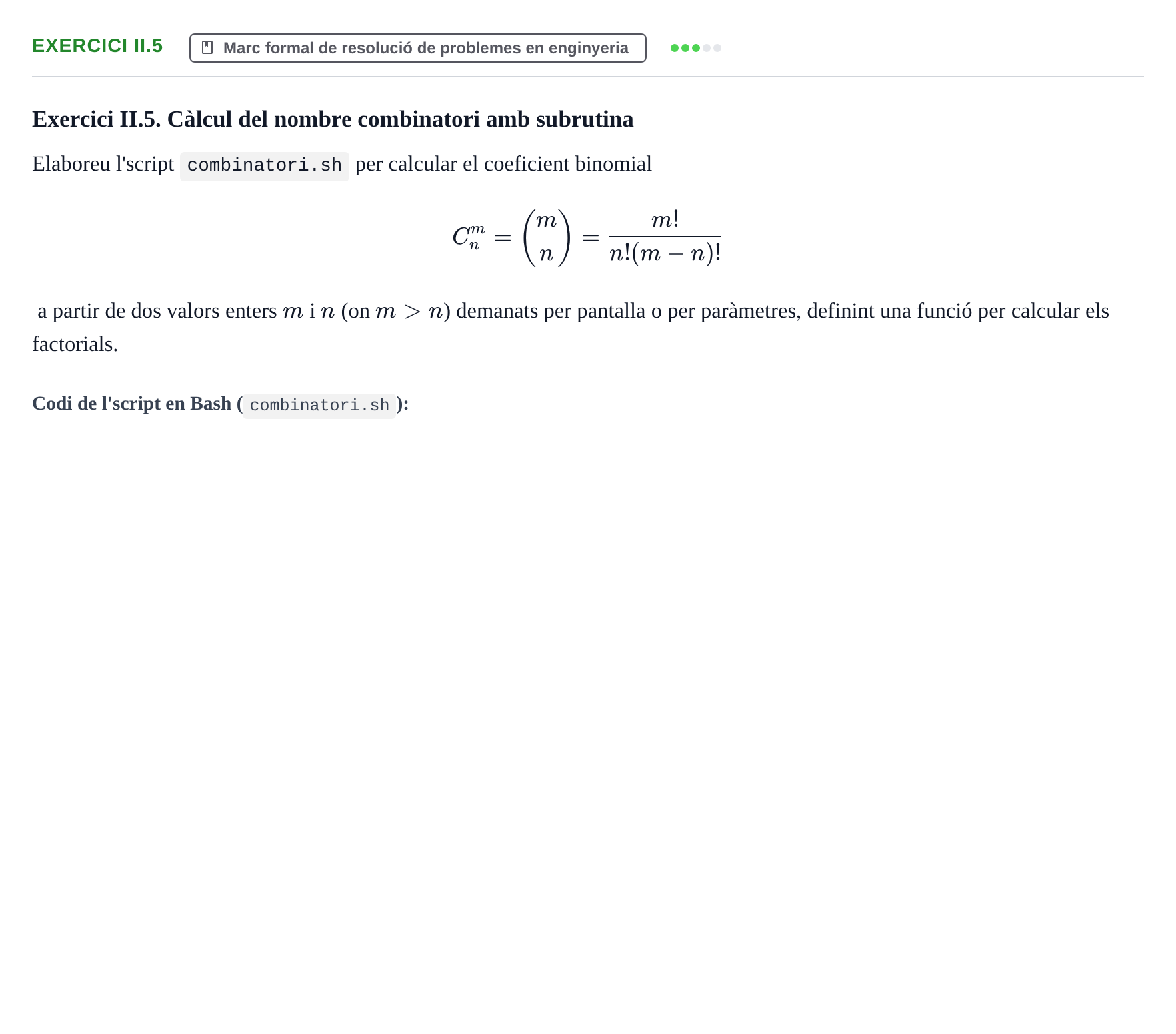 Enunciado: Exercici II.5