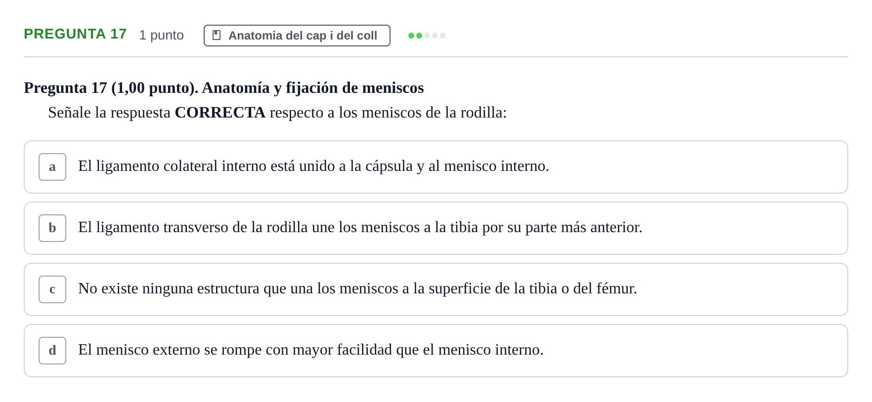Enunciado: Pregunta 17 · Anatomía II UAB 2023
