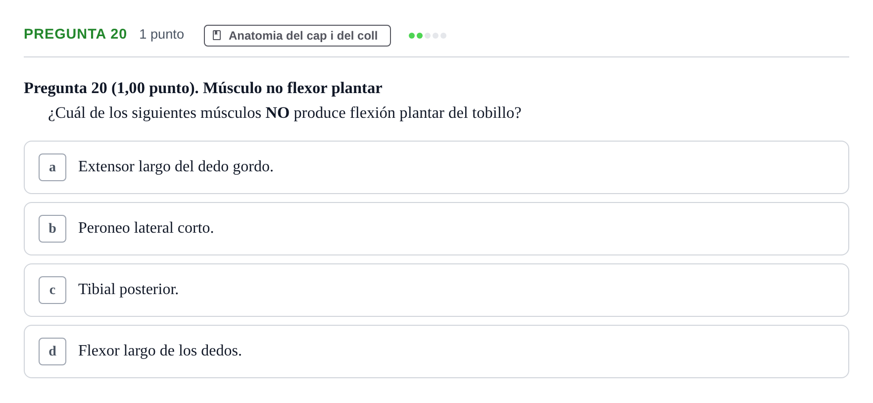 Enunciado: Pregunta 20 · Anatomía II UAB 2023