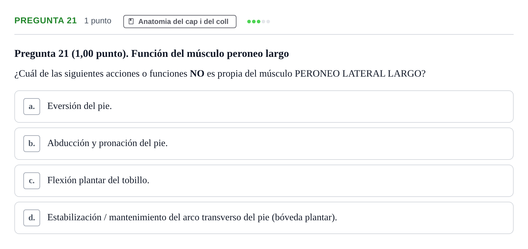 Enunciado: Pregunta 21 · Anatomía II UAB 2023