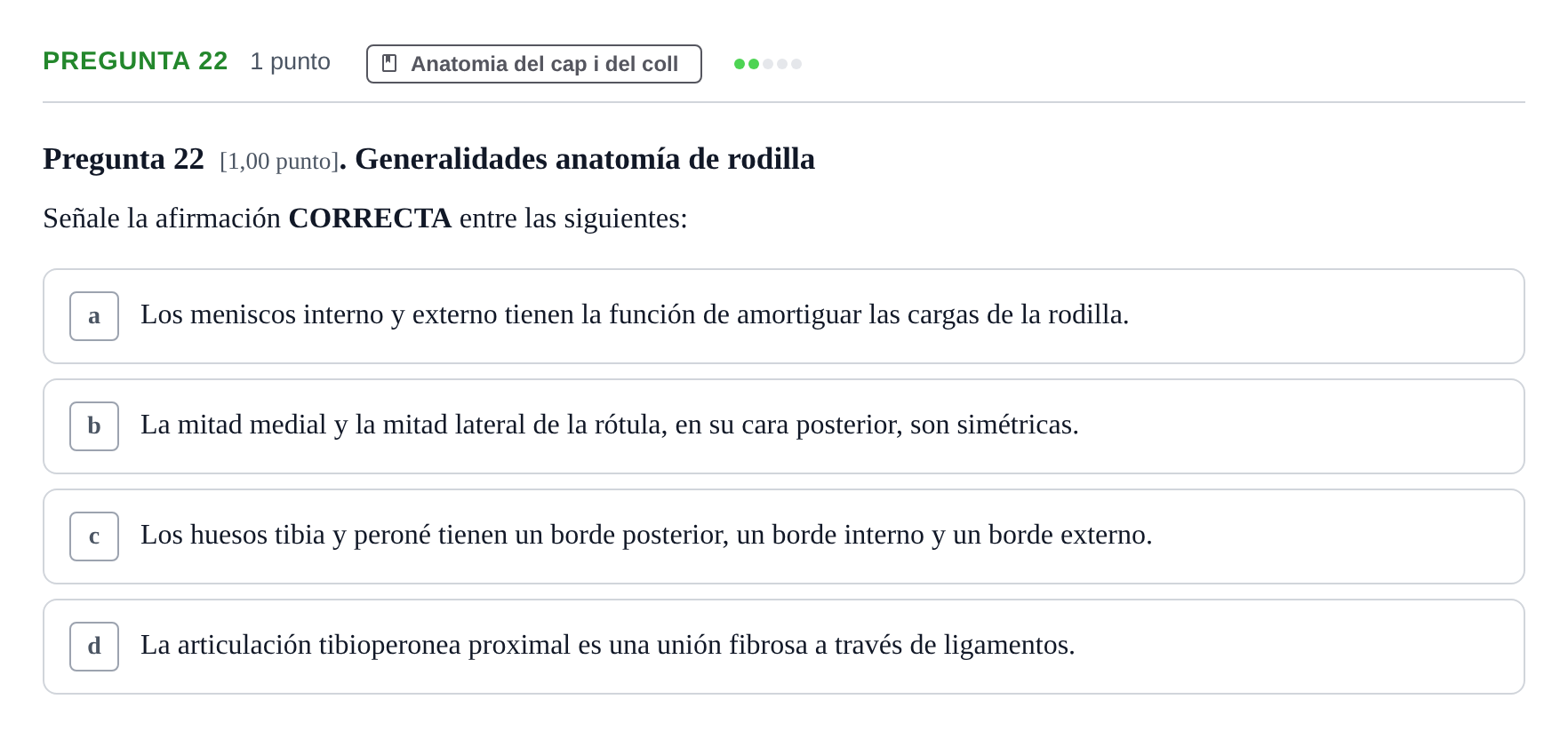 Enunciado: Pregunta 22 · Anatomía II UAB 2023