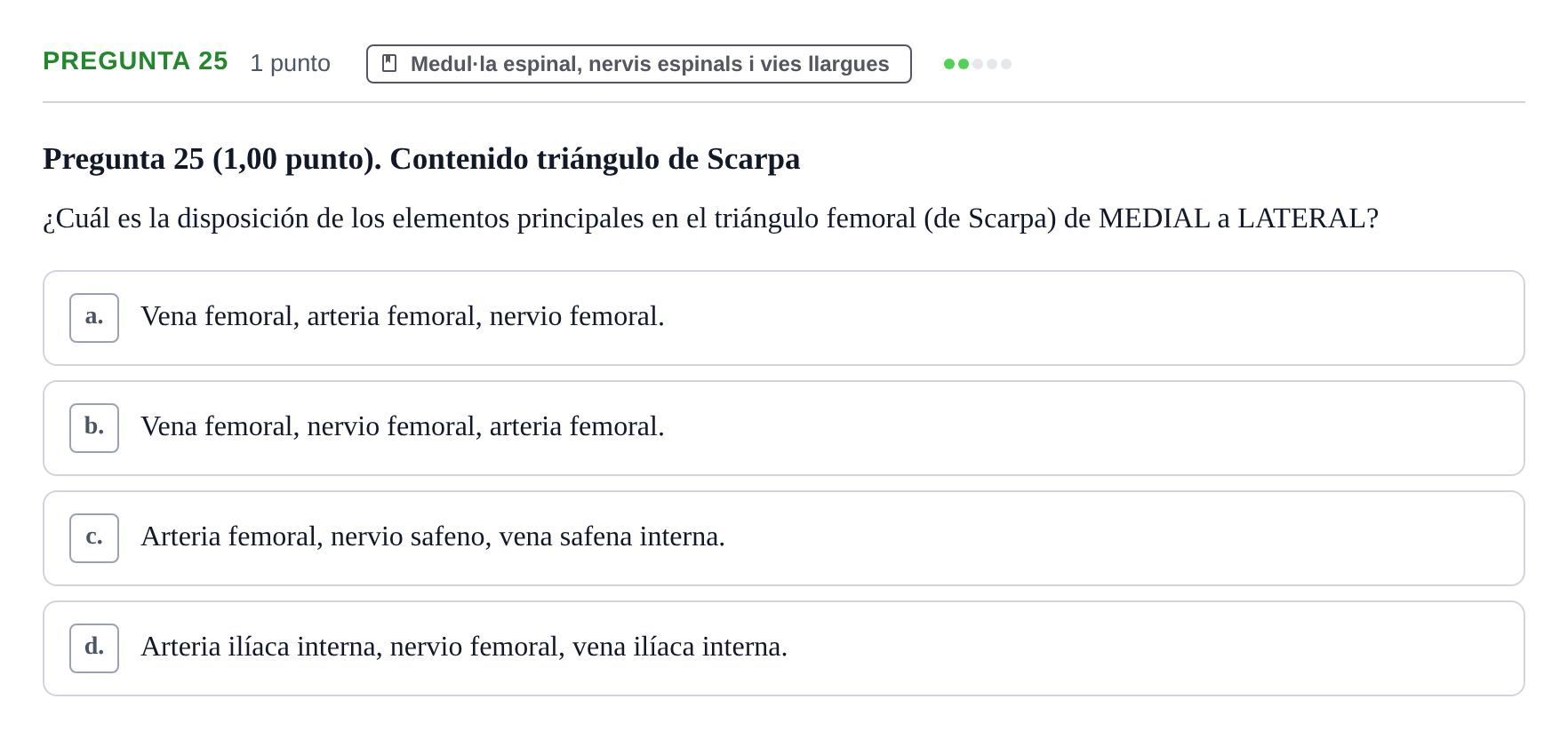 Enunciado: Pregunta 25 · Anatomía II UAB 2023