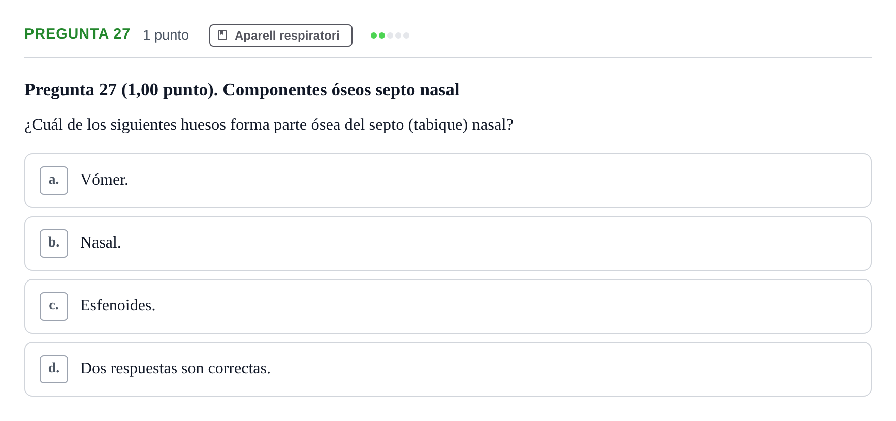 Enunciado: Pregunta 27 · Anatomía II UAB 2023