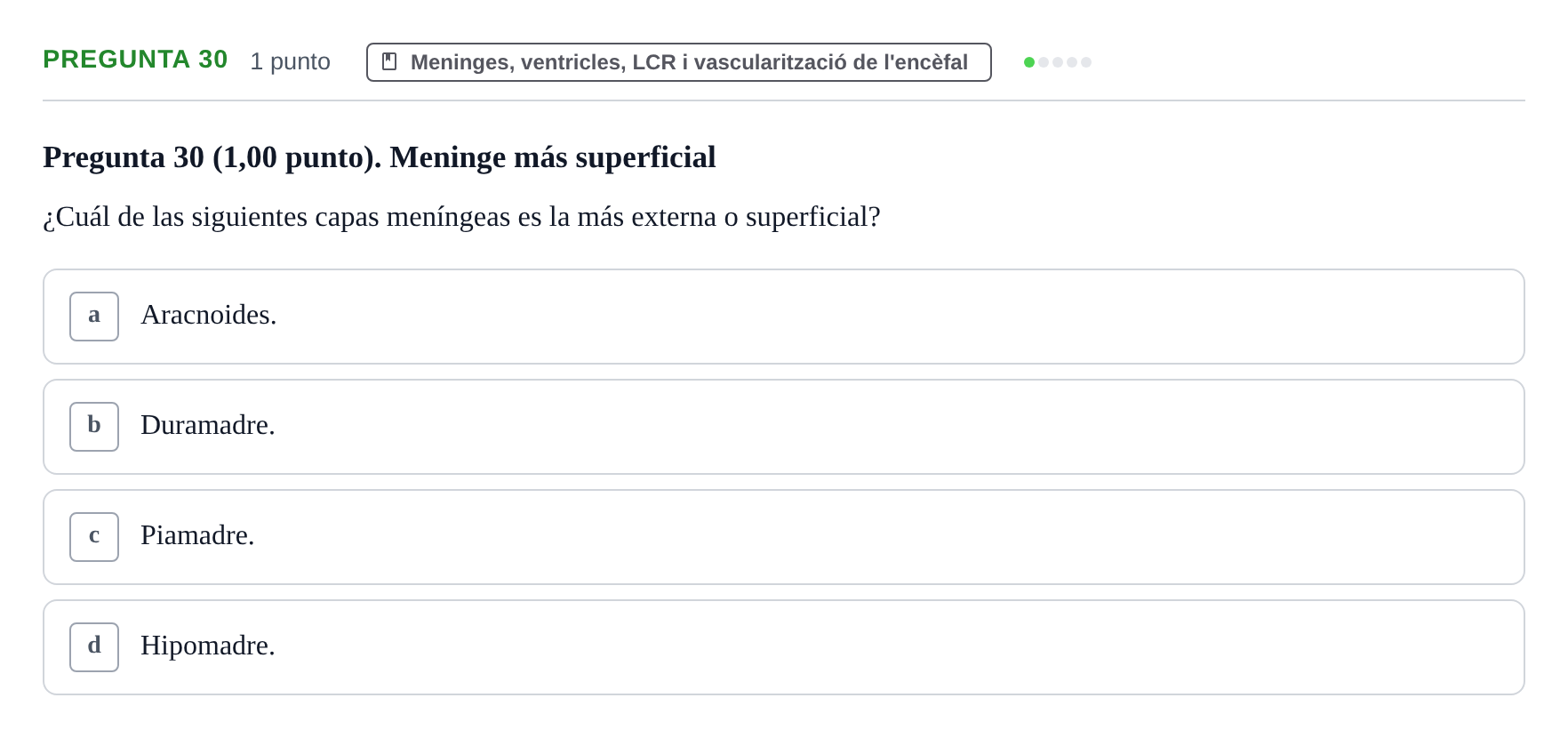 Enunciado: Pregunta 30 · Anatomía II UAB 2023