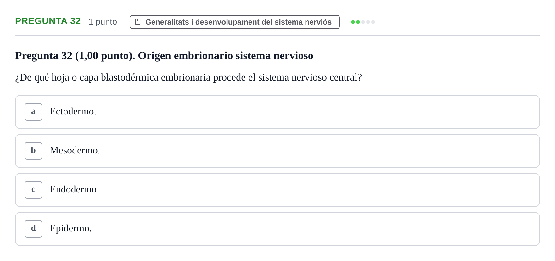 Enunciado: Pregunta 32 · Anatomía II UAB 2023