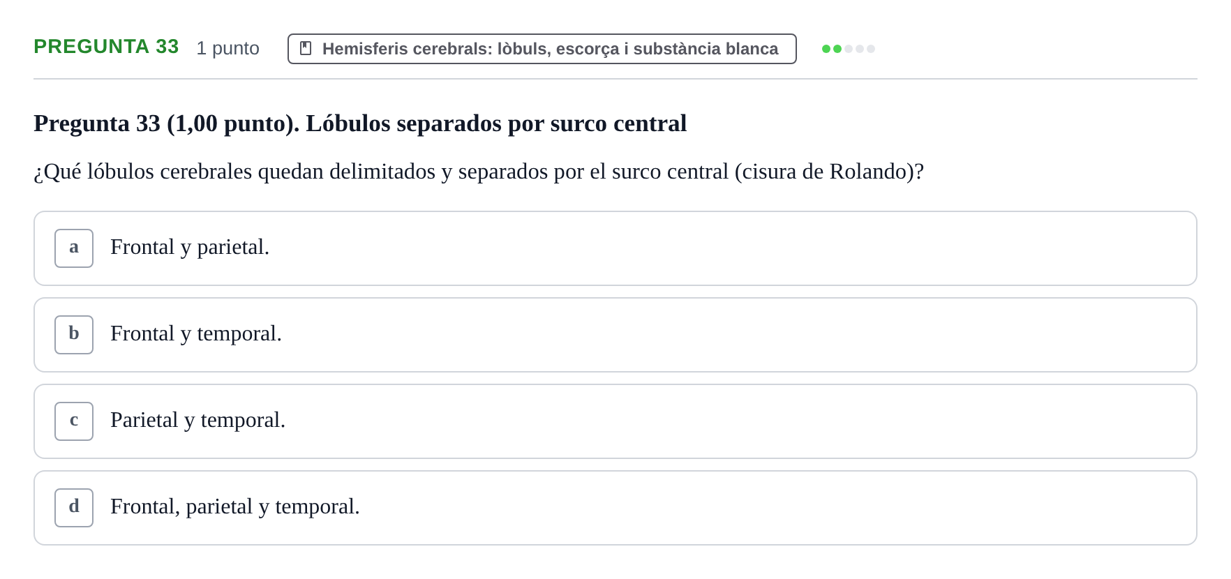 Enunciado: Pregunta 33 · Anatomía II UAB 2023